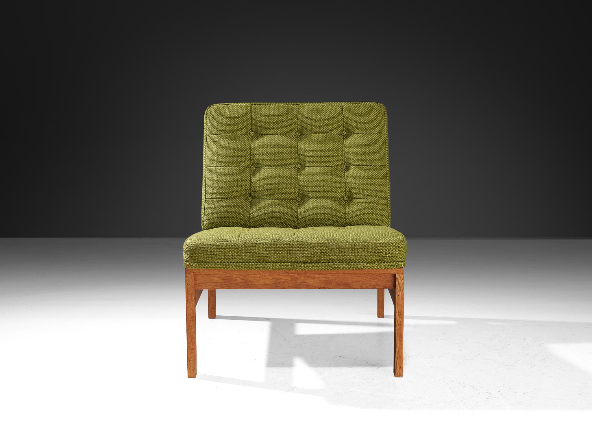 Scandinavian Modern Torben Lind & Ole Gjerløv-Knudsen Easy Chair in Oak and Green Upholstery For Sale
