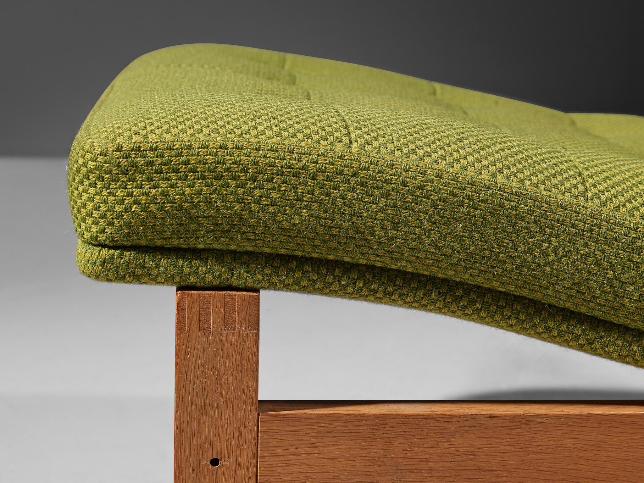 Fabric Torben Lind & Ole Gjerløv-Knudsen Easy Chair in Oak and Green Upholstery For Sale