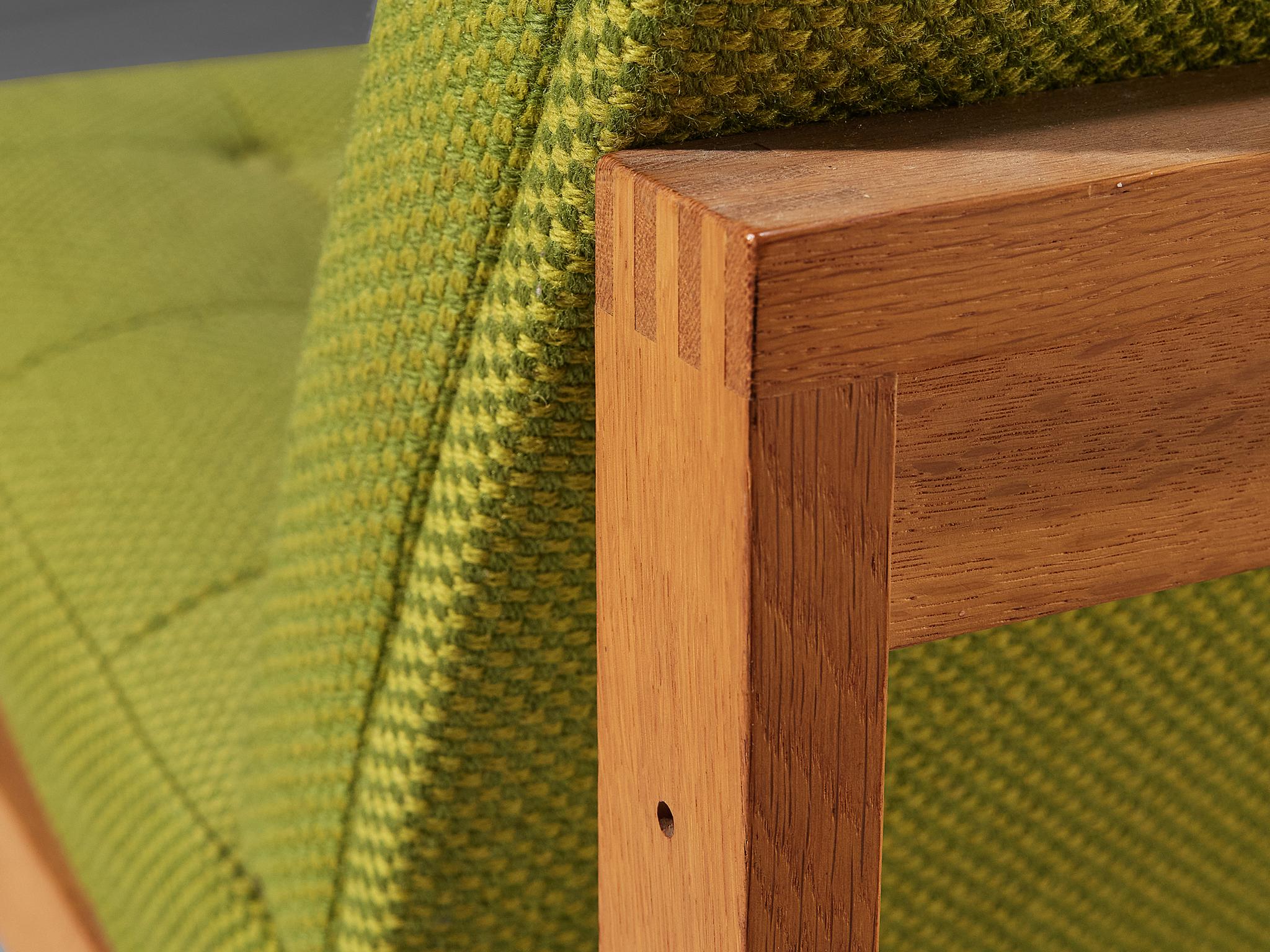Torben Lind & Ole Gjerløv-Knudsen Easy Chair in Oak and Green Upholstery For Sale 1