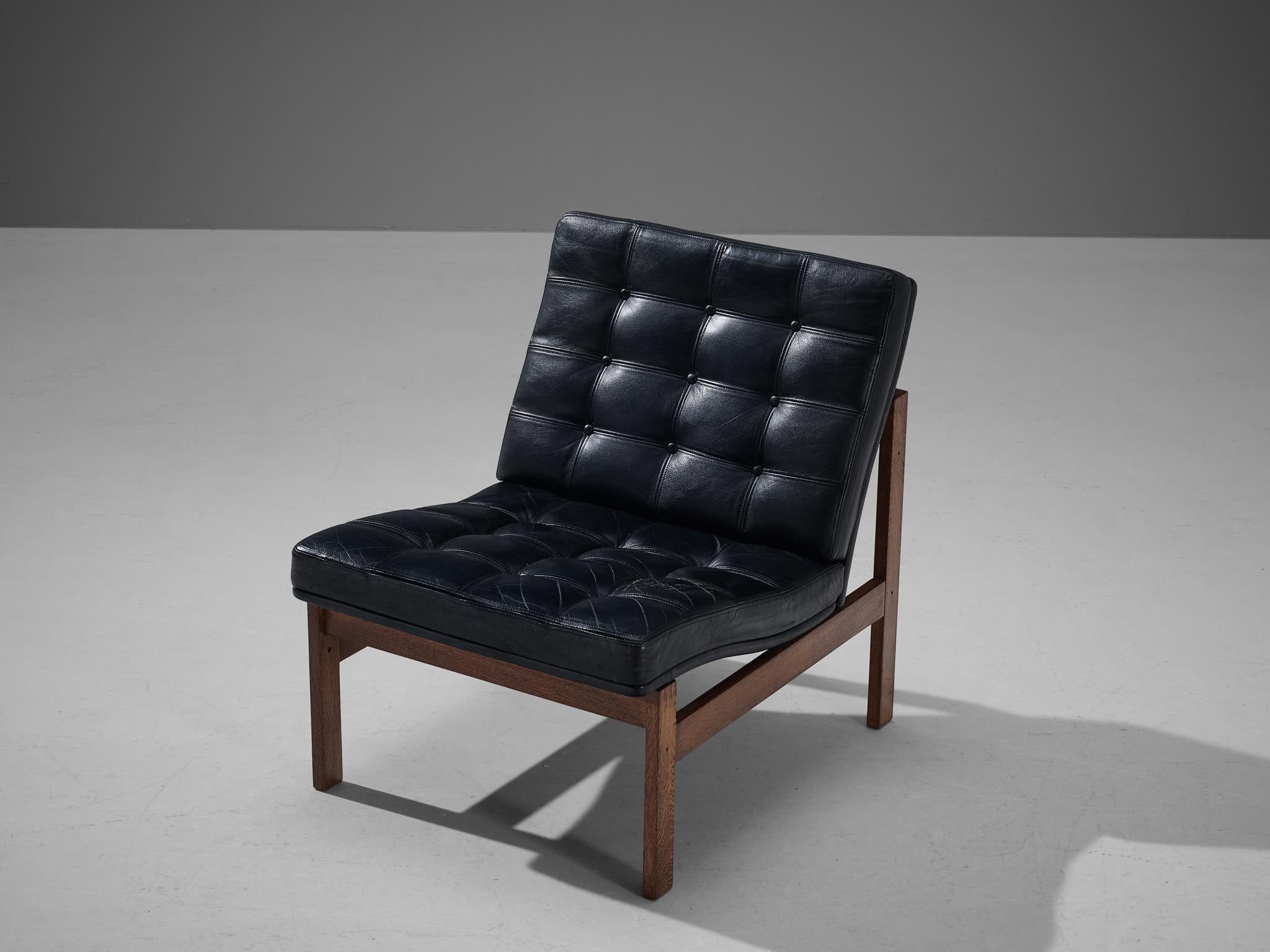 Scandinavian Modern Torben Lind & Ole Gjerløv-Knudsen Pair of Easy Chairs in Oak and Leather