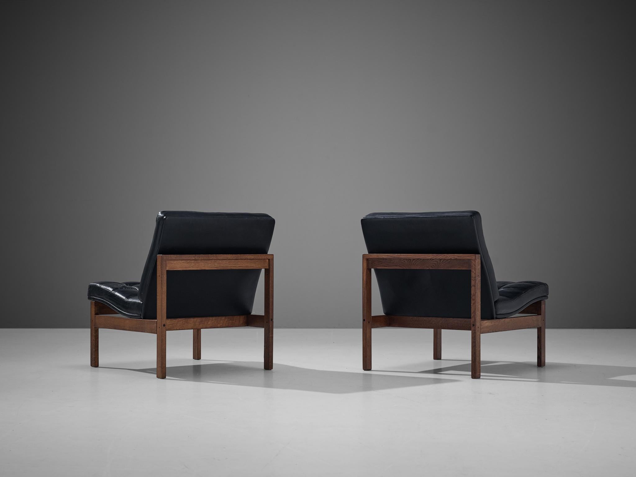 Danish Torben Lind & Ole Gjerløv-Knudsen Pair of Easy Chairs in Oak and Leather