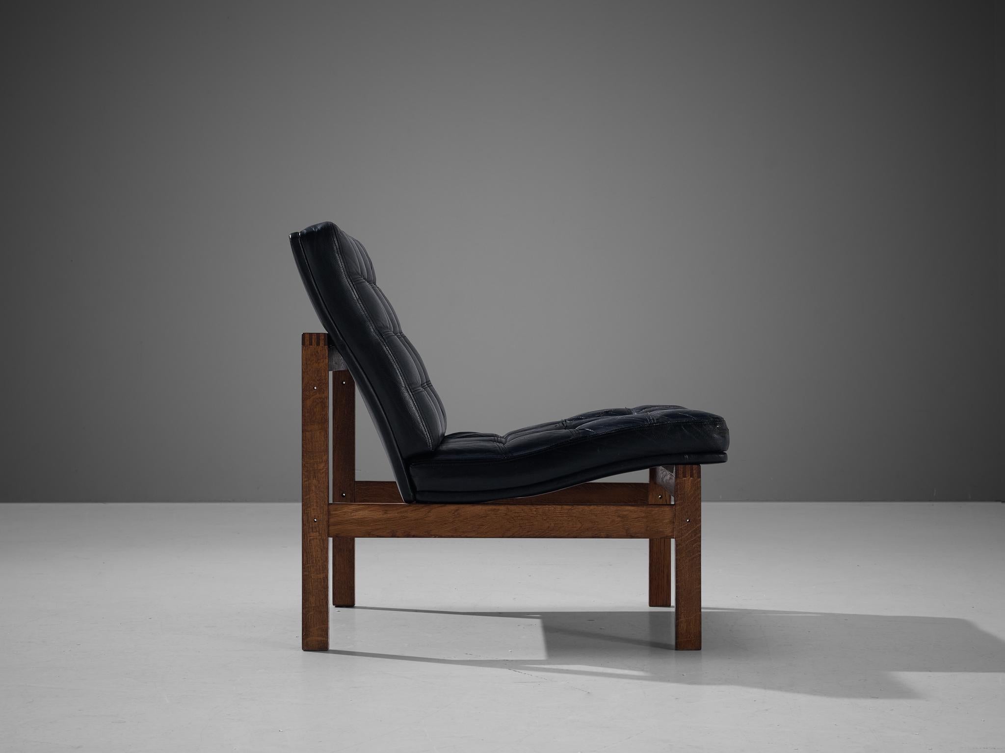 Mid-20th Century Torben Lind & Ole Gjerløv-Knudsen Pair of Easy Chairs in Oak and Leather