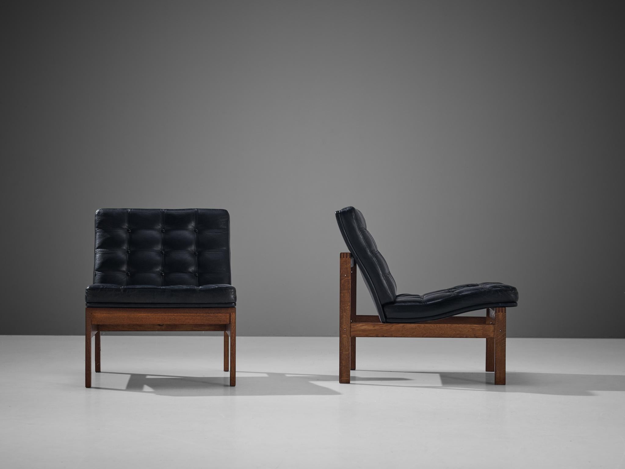 Torben Lind & Ole Gjerløv-Knudsen Pair of Easy Chairs in Oak and Leather 2