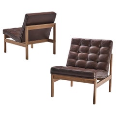 Torben Lind & Ole Gjerløv-Knudsen Easy Chairs in Oak and Brown Leather