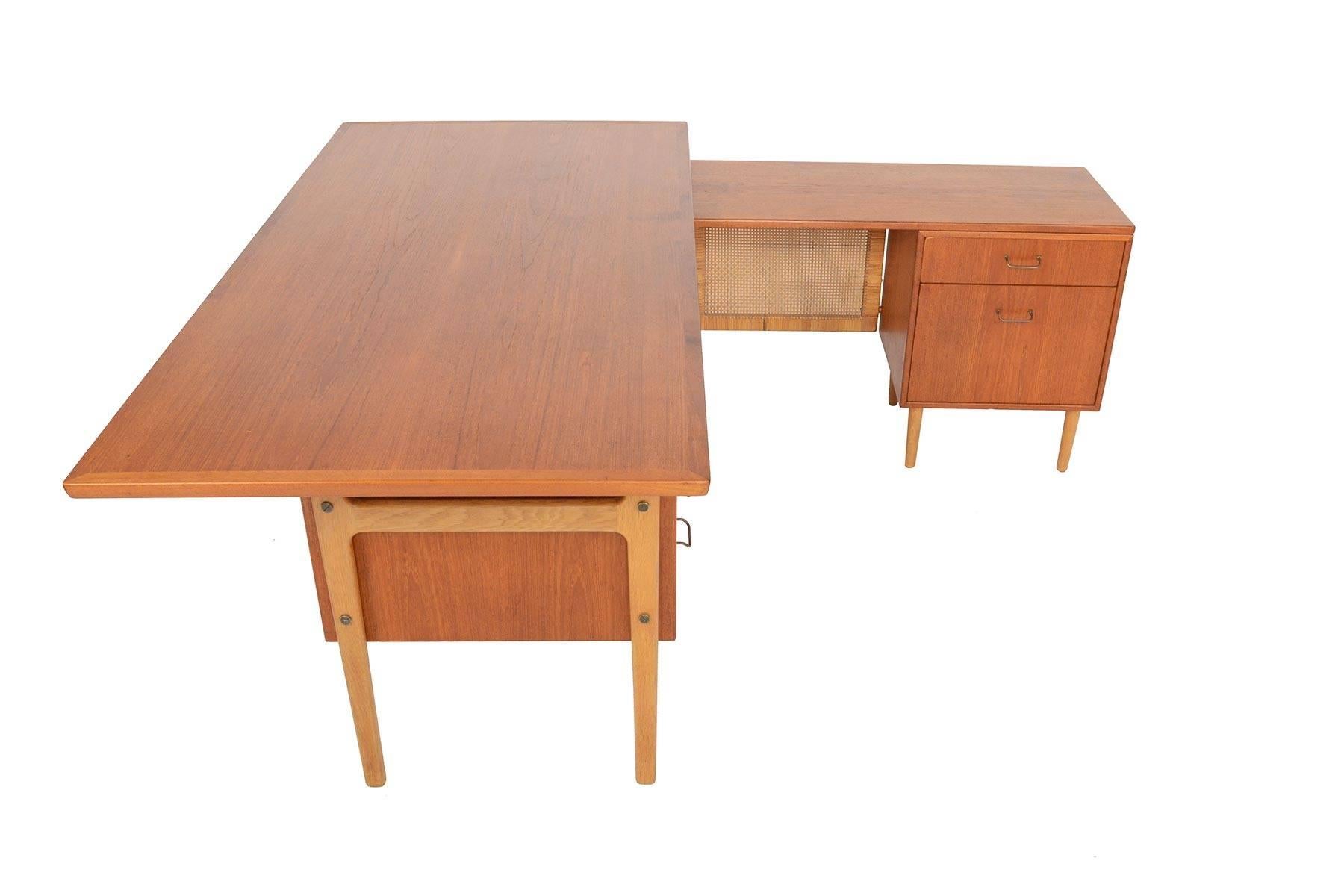 Torben Strandgaard Teak and Oak Executive Desk with Return 4