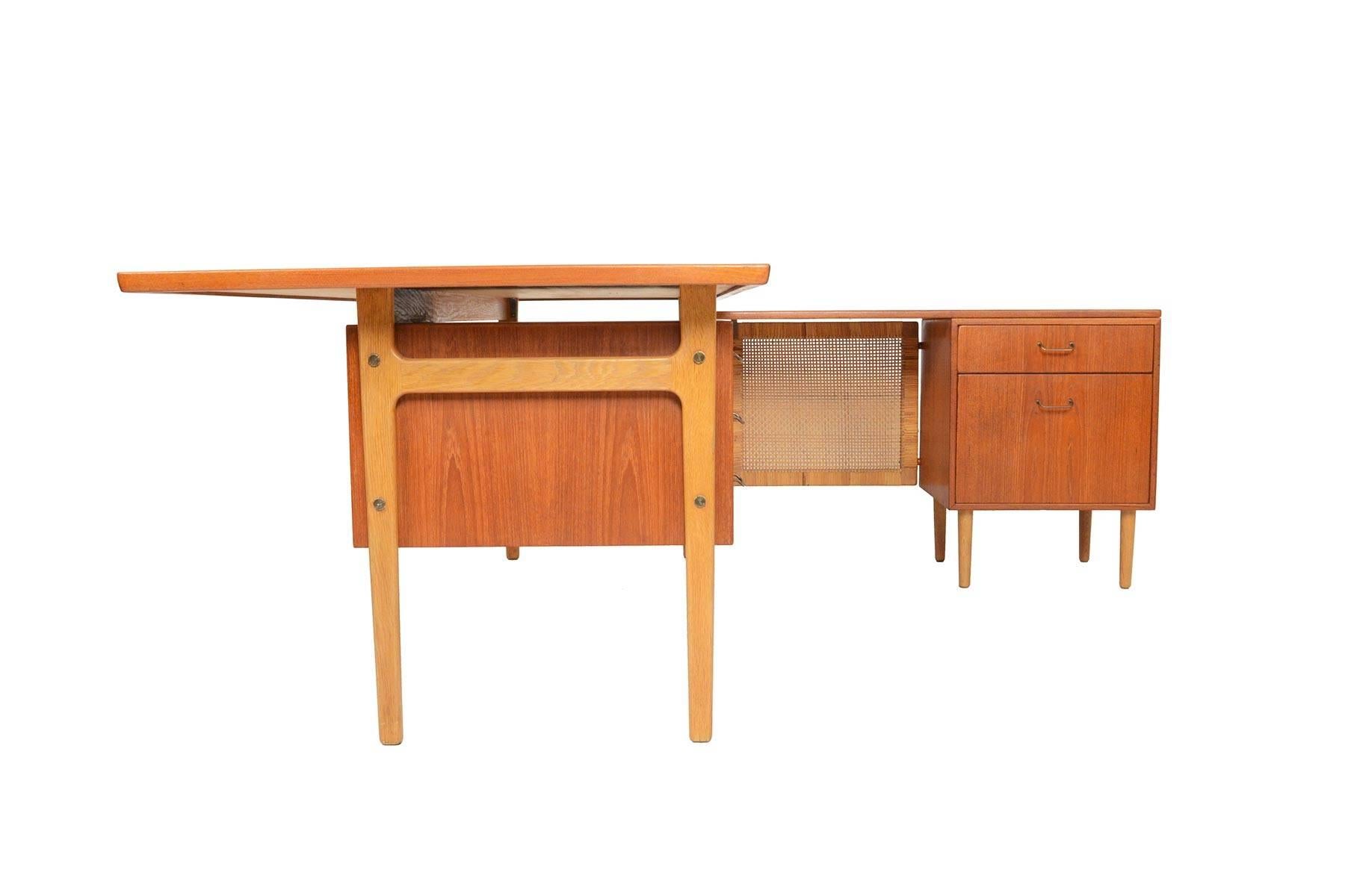 Torben Strandgaard Teak and Oak Executive Desk with Return 5