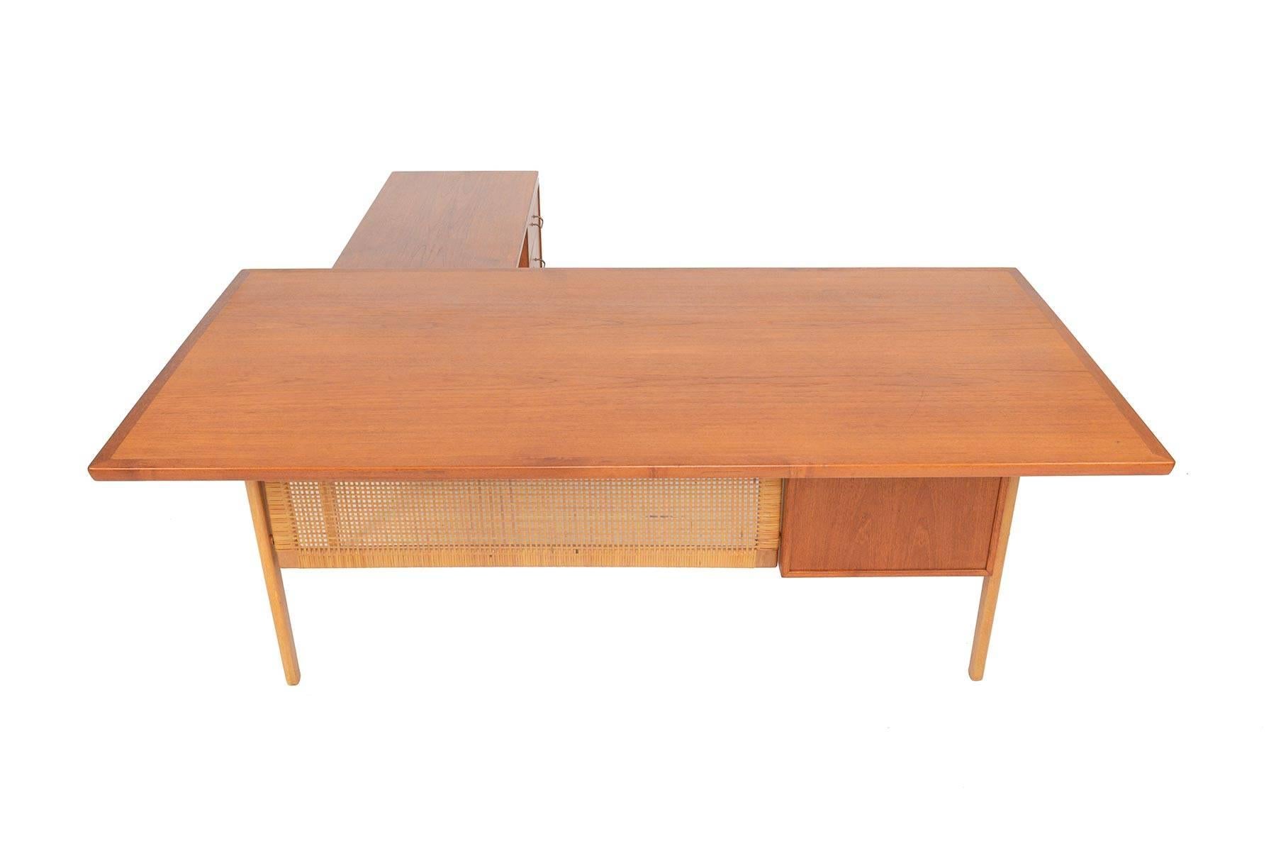 Torben Strandgaard Teak and Oak Executive Desk with Return 6