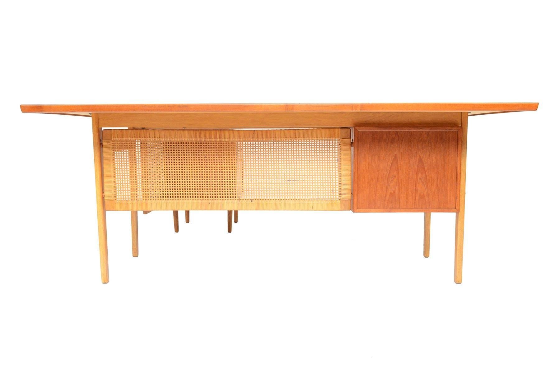 Torben Strandgaard Teak and Oak Executive Desk with Return 7