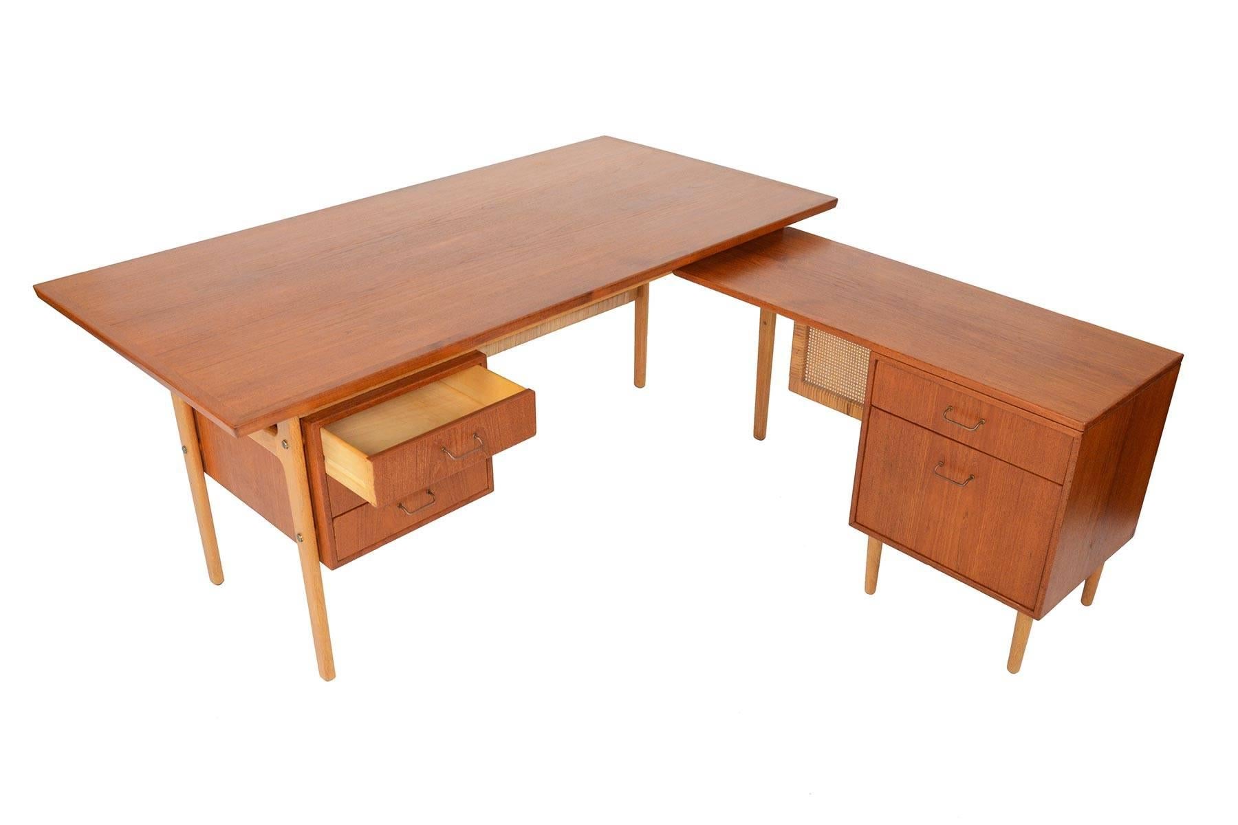 Danish Torben Strandgaard Teak and Oak Executive Desk with Return