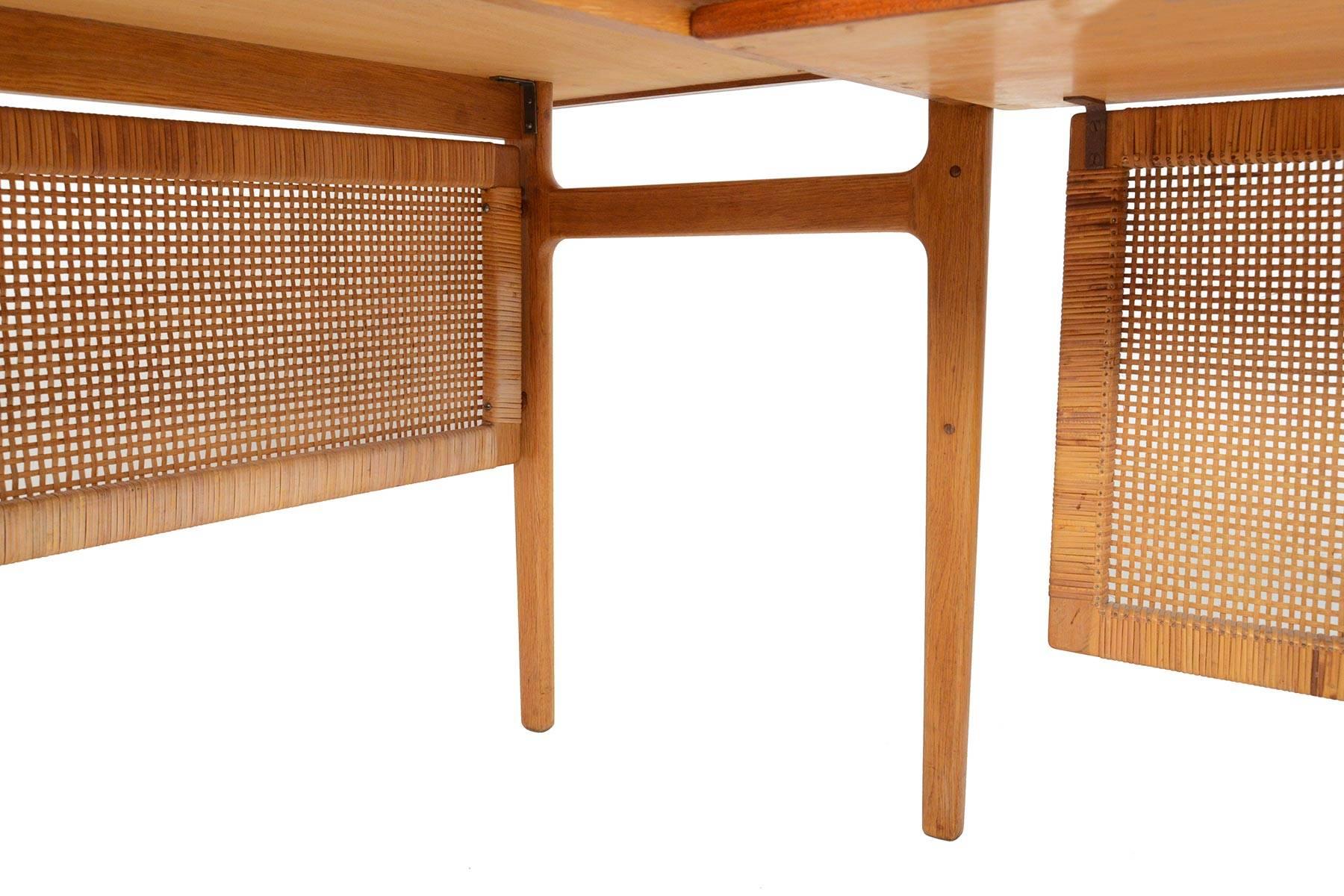 Cane Torben Strandgaard Teak and Oak Executive Desk with Return