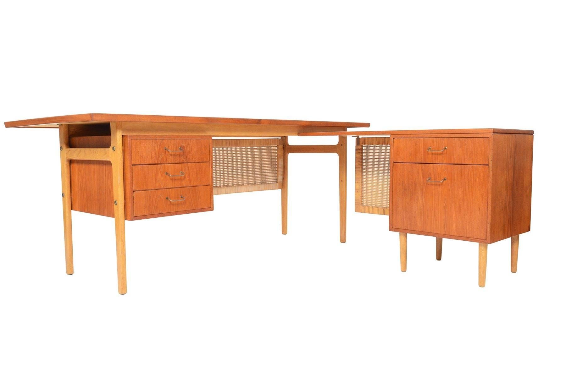 Torben Strandgaard Teak and Oak Executive Desk with Return 1