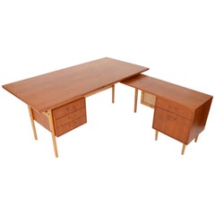 Torben Strandgaard Teak and Oak Executive Desk with Return