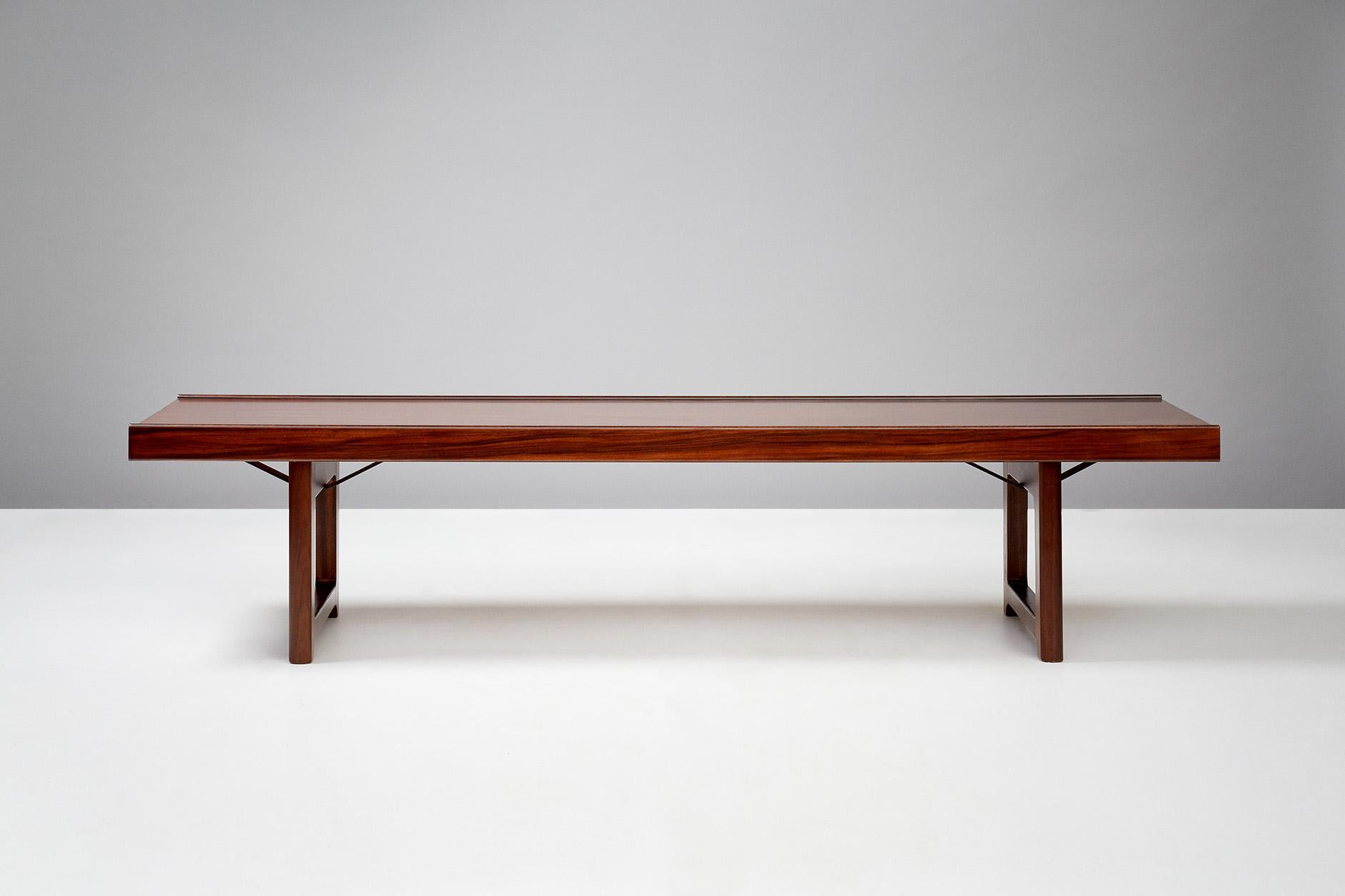 Torbjorn Afdal

Rosewood afromosia teak bench, circa 1960

Multipurpose bench from Norwegian designer Torbjorn Afdal for Bruksbo. Can be used as a bench or low coffee table.