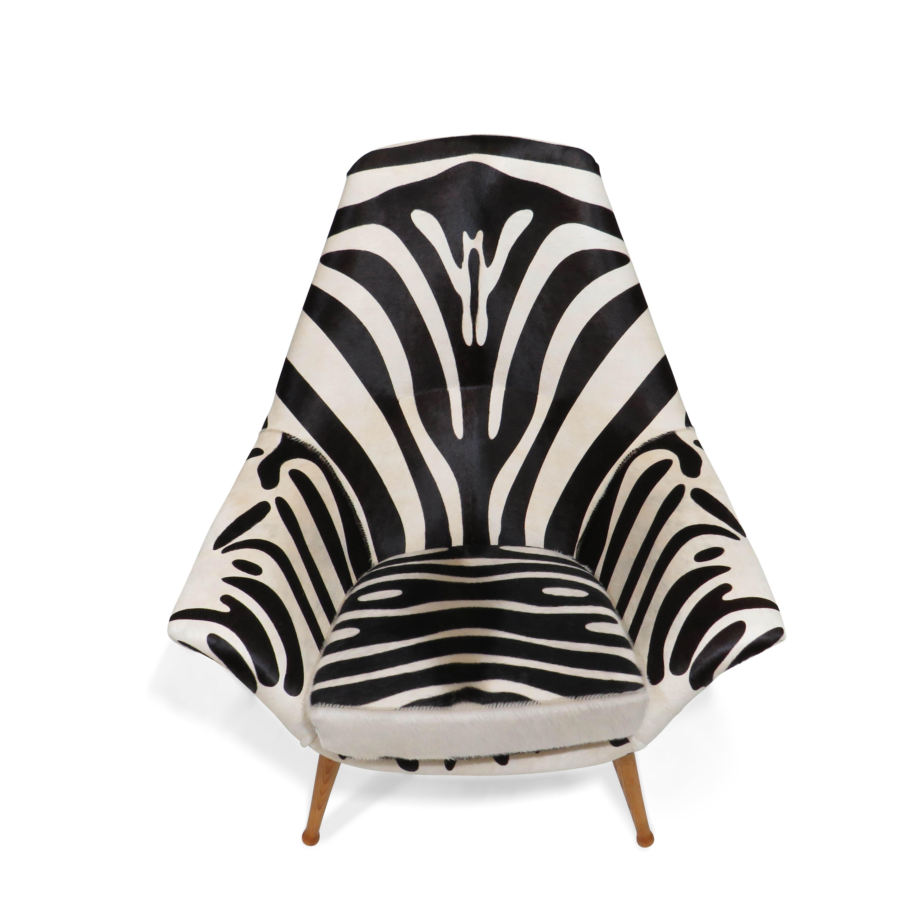 20th Century Torbjorn Afdal Danish Lounge Chair in Zebra Leather For Sale