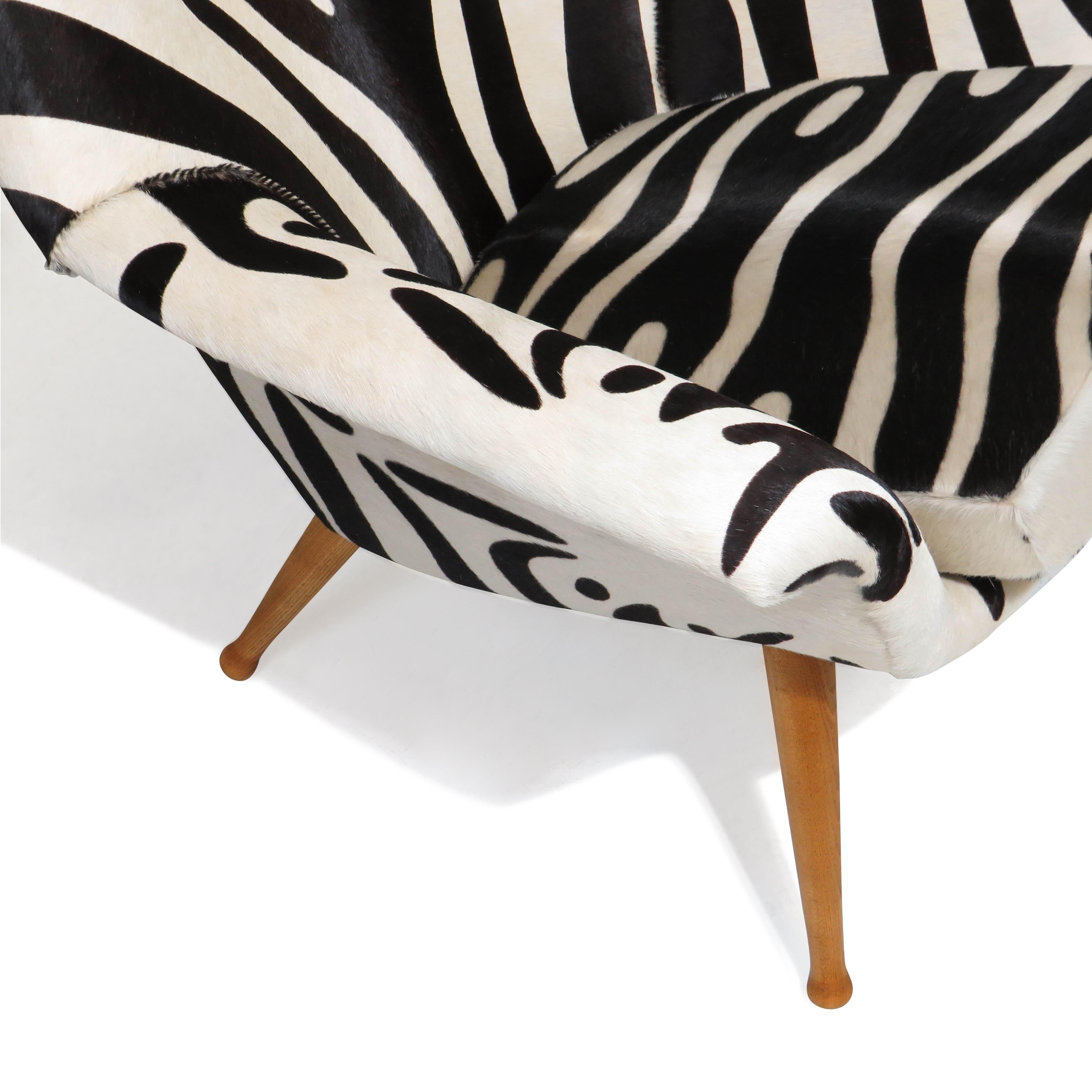 Torbjorn Afdal Danish Lounge Chair in Zebra Leather 1