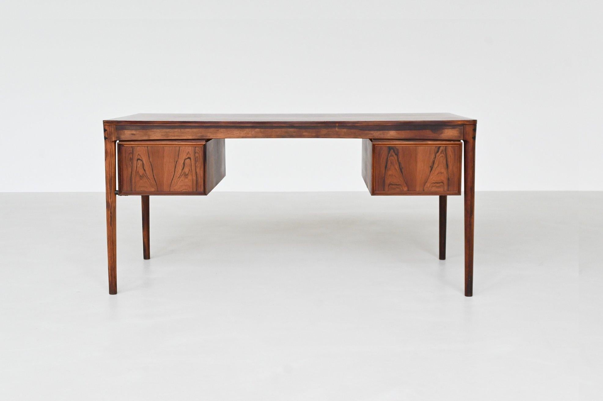Scandinavian Modern Torbjorn Afdal executive desk in rosewood Bruksbo Norway 1960 For Sale