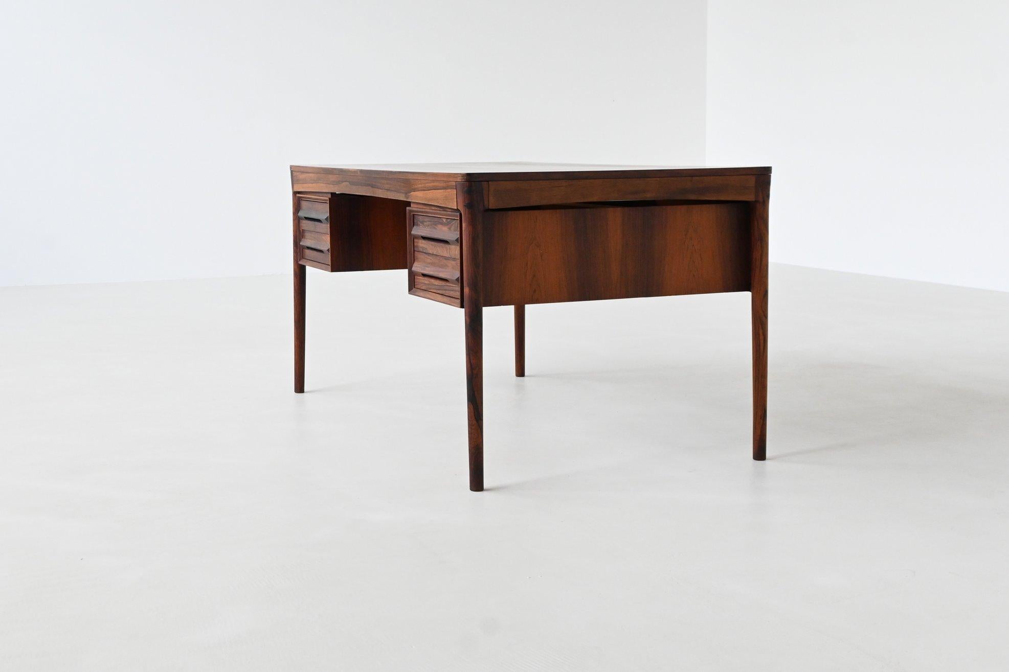 Mid-20th Century Torbjorn Afdal executive desk in rosewood Bruksbo Norway 1960 For Sale
