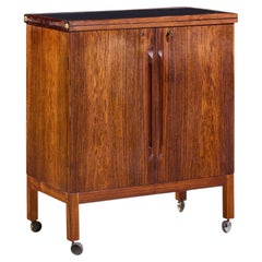 Torbjorn Afdal for Bruksbo Mid Century Danish Rosewood Expanding Bar Cart