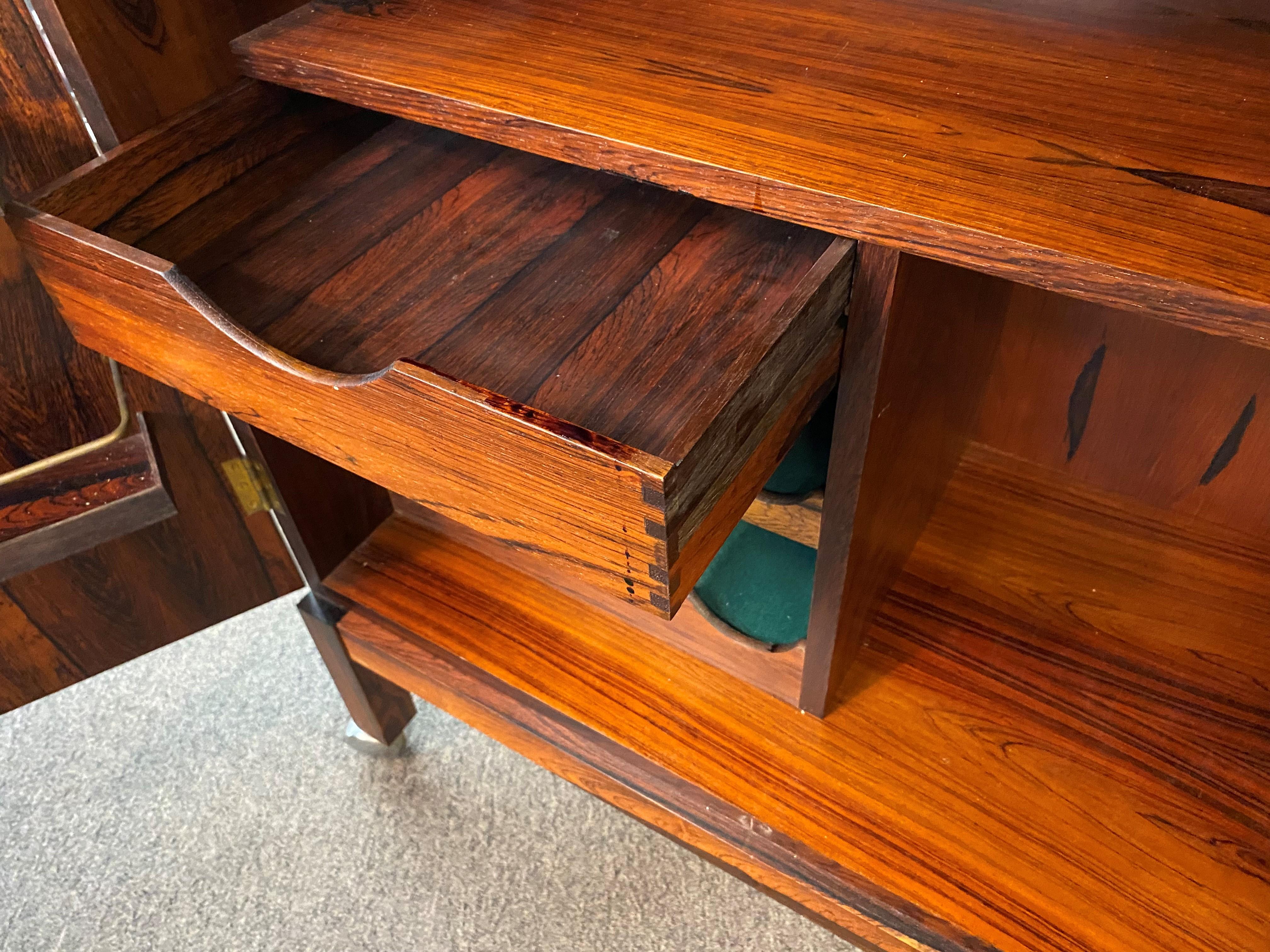 Torbjorn Afdal Mid-Century Modern Rosewood Bar Cart for Bruksbo Norway 2