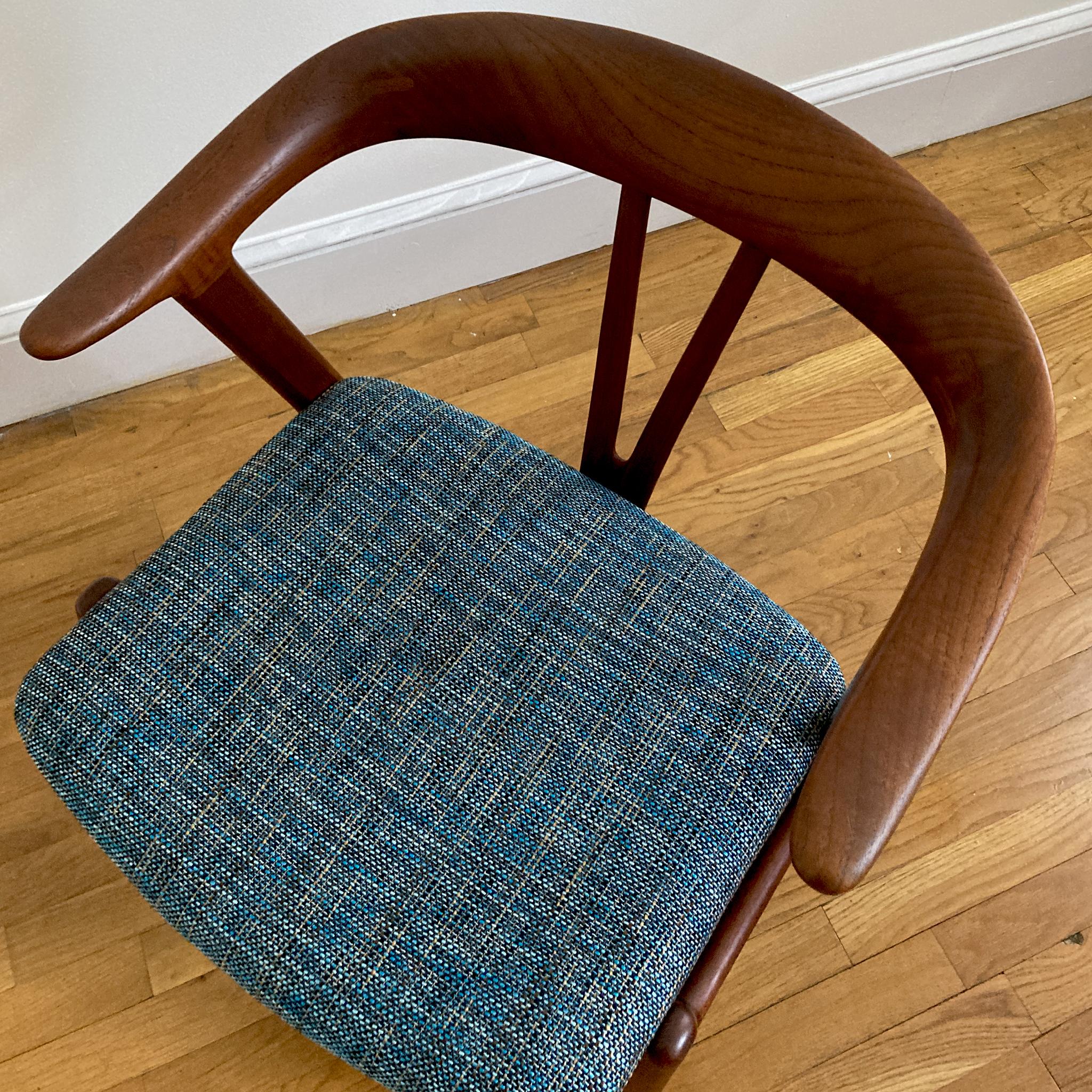 Torbjørn Afdal Teak Form Chair with Green Teal Upholstery, 1950s For Sale 1