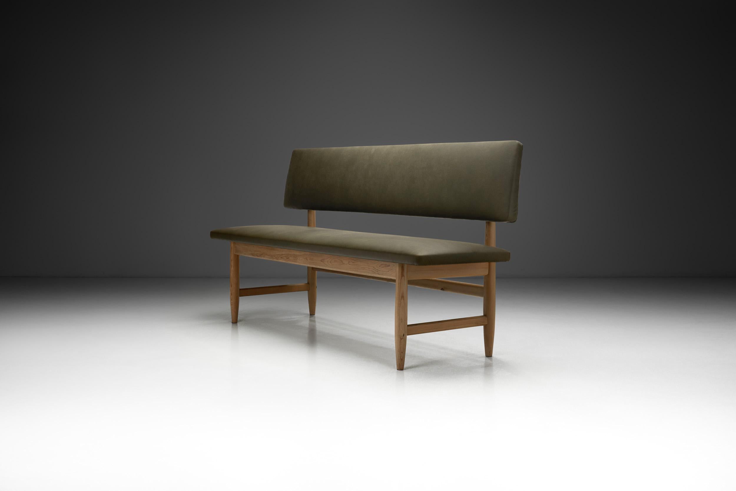 Norvégien Banc en cuir et pin 