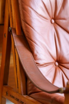 Torbjørn Afdal Hunter Lounge Chair, Timber & Leather, Norway, 1970s