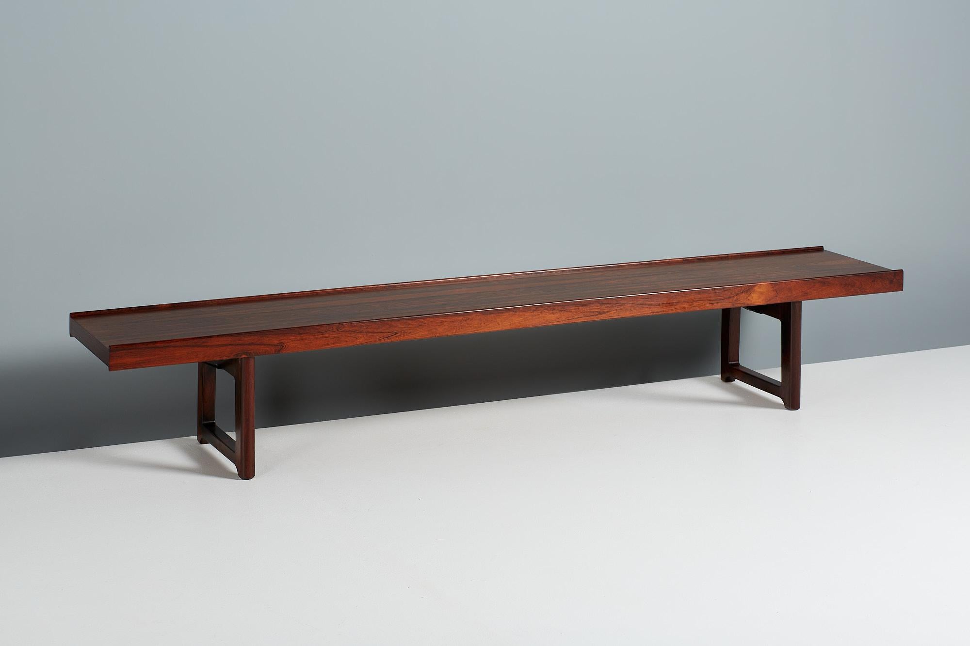Torbjørn Afdal - 2m Krobo Bench, c1960

Iconic midcentury design from Norway. Torbjorn Afdal's Krobo bench, circa 1960 was designed as a multipurpose bench for producer Bruksbo and can also be used as a low coffee table. This example comes in