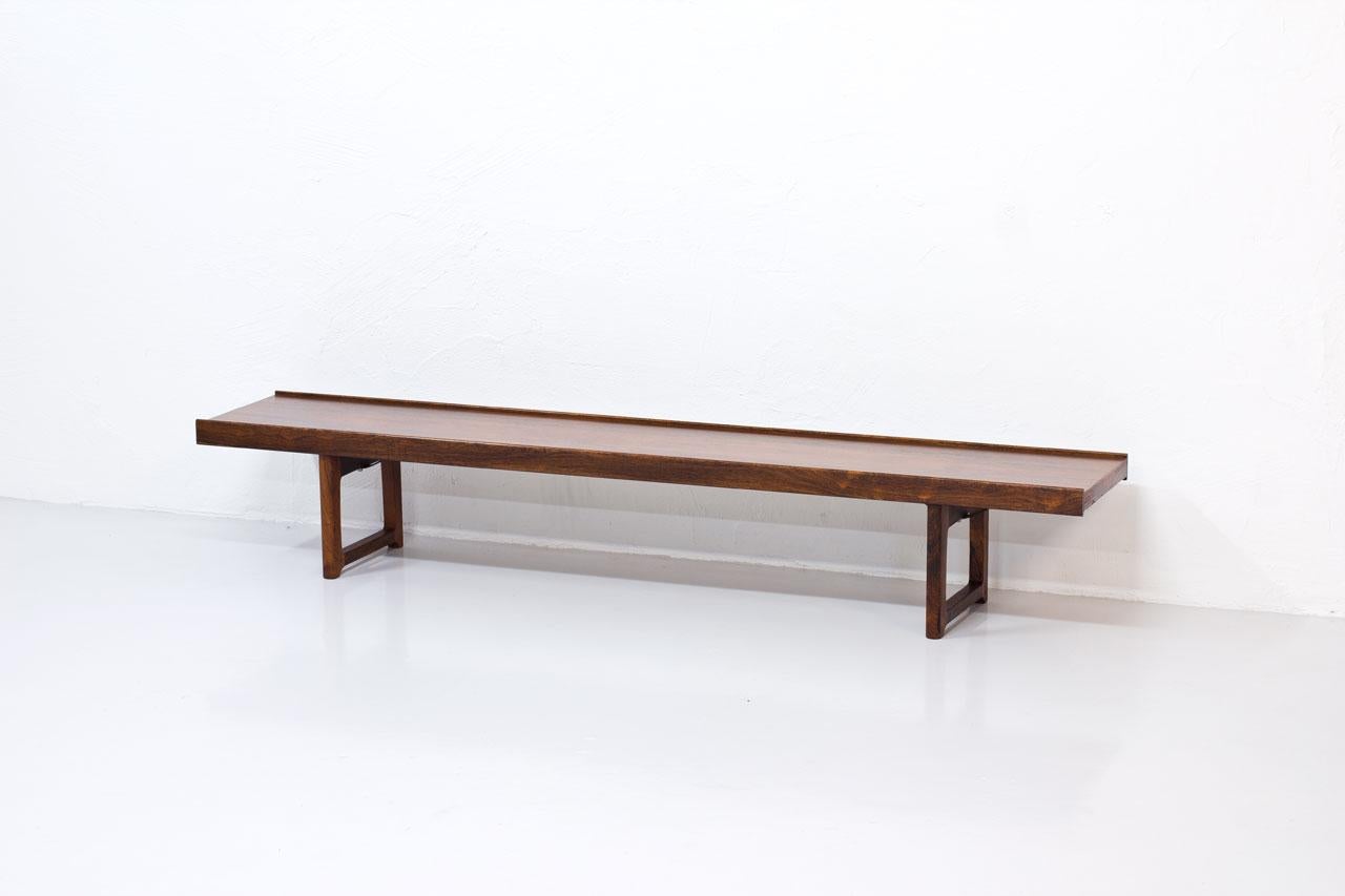 Krobo bench, table designed by Torbjørn Afdal. 
Manufactured in Norway by Mellemstrands Trevareindustri during the 1960s.
Made from rosewood.