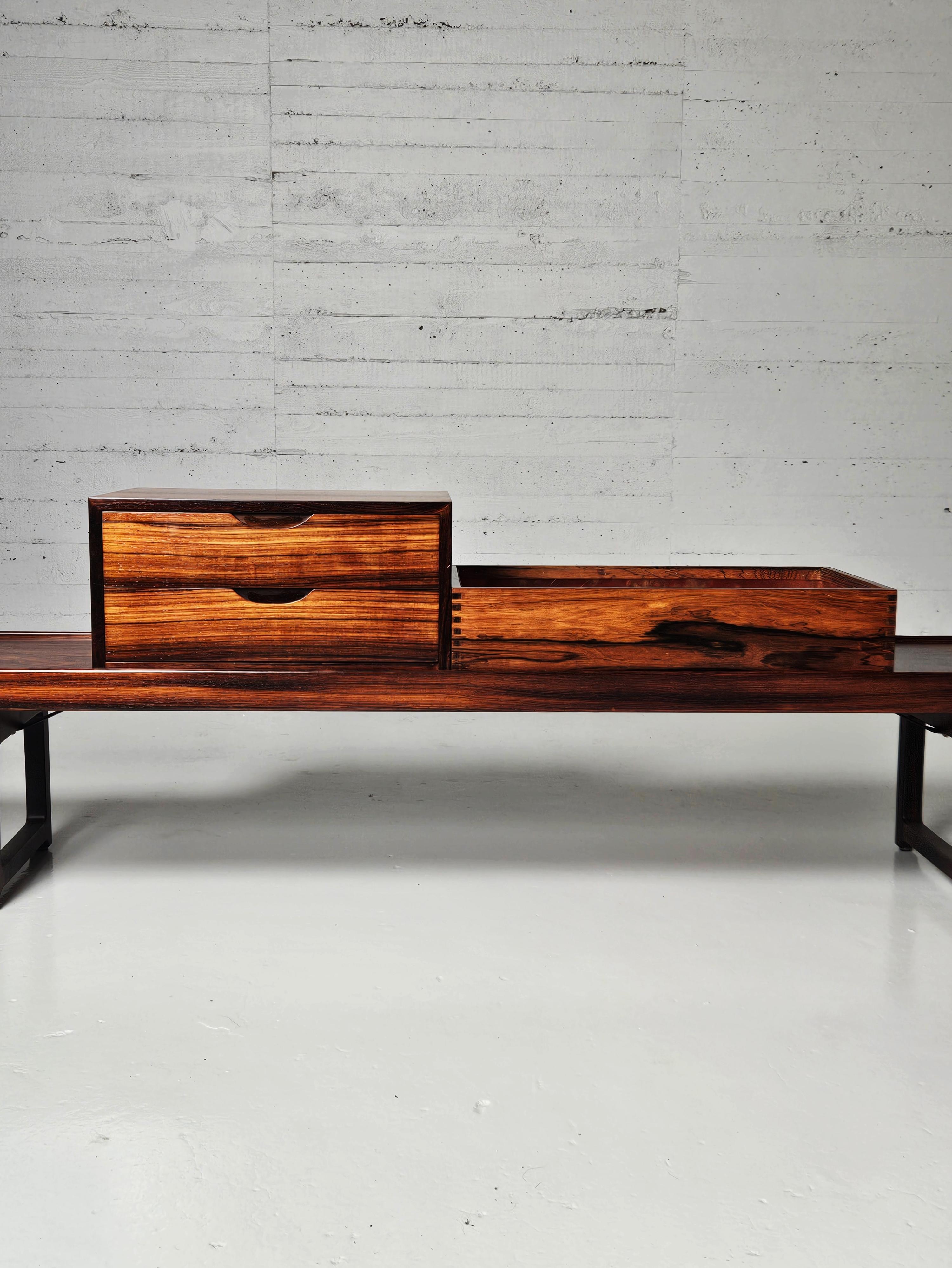 Scandinavian Modern Torbjørn Afdal, rosewood Krobo bench, Norway, 1960s For Sale