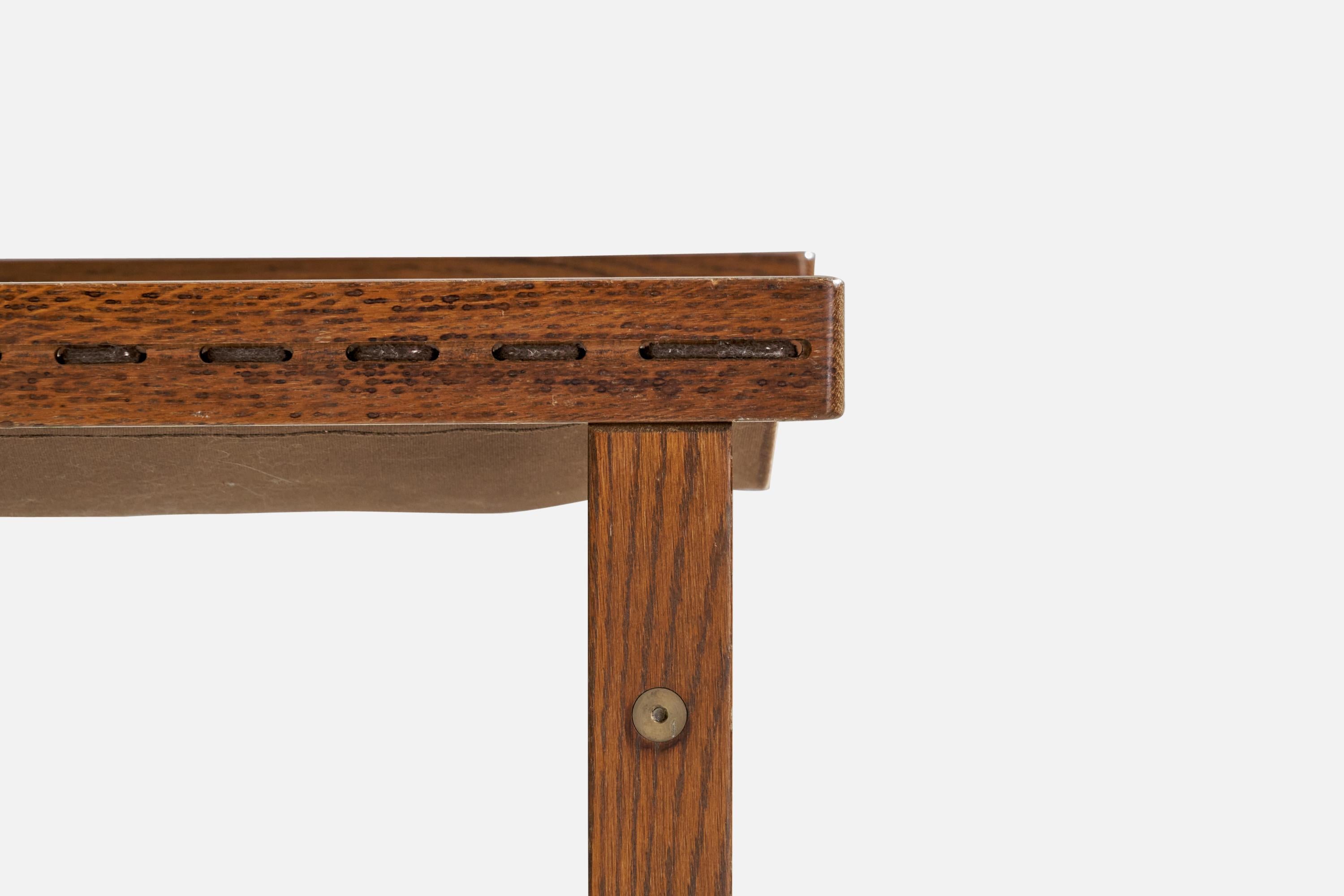 Torbjørn Afdal, Stool, Oak, Canvas, Norway, 1960s For Sale 1