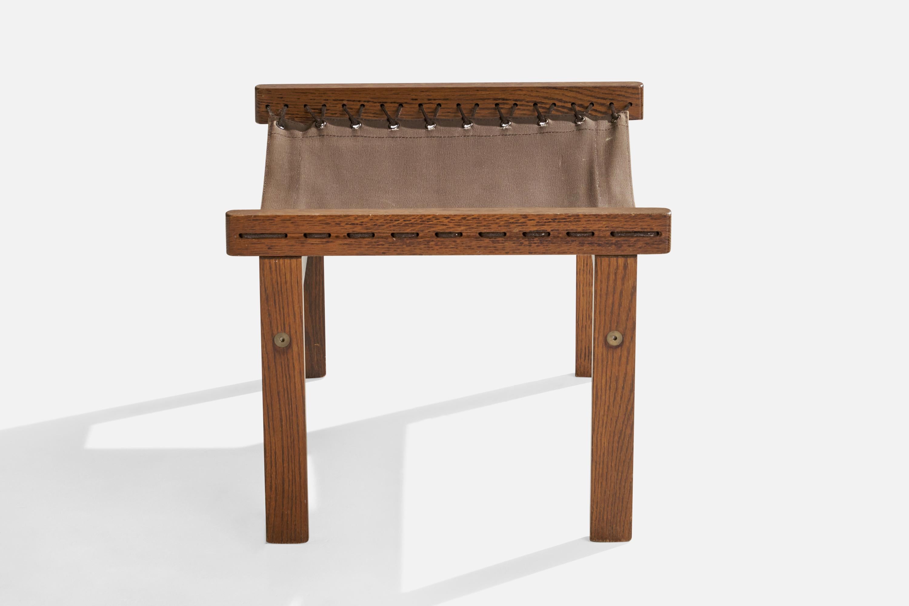 Torbjørn Afdal, Tabouret, Oak Oak, Canvas, Norvège, 1960s en vente 2