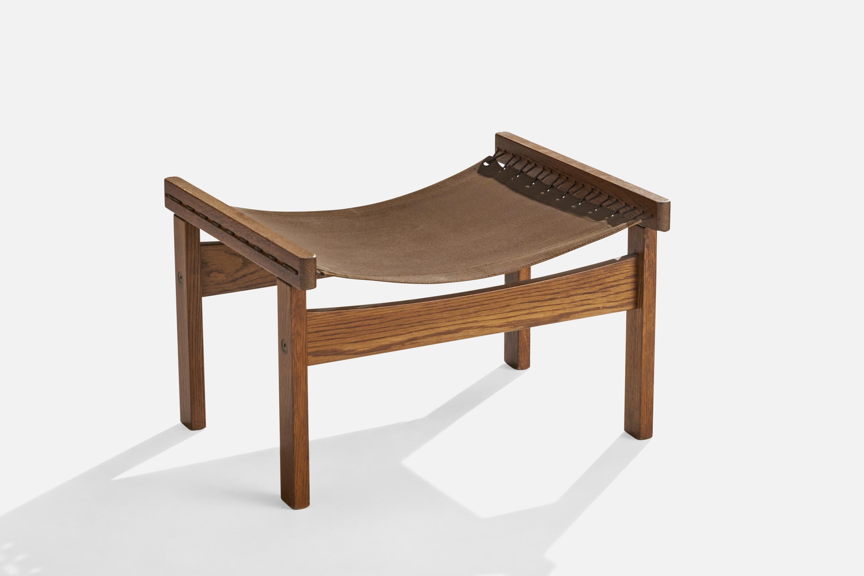 Torbjørn Afdal, Tabouret, Oak Oak, Canvas, Norvège, 1960s en vente 3