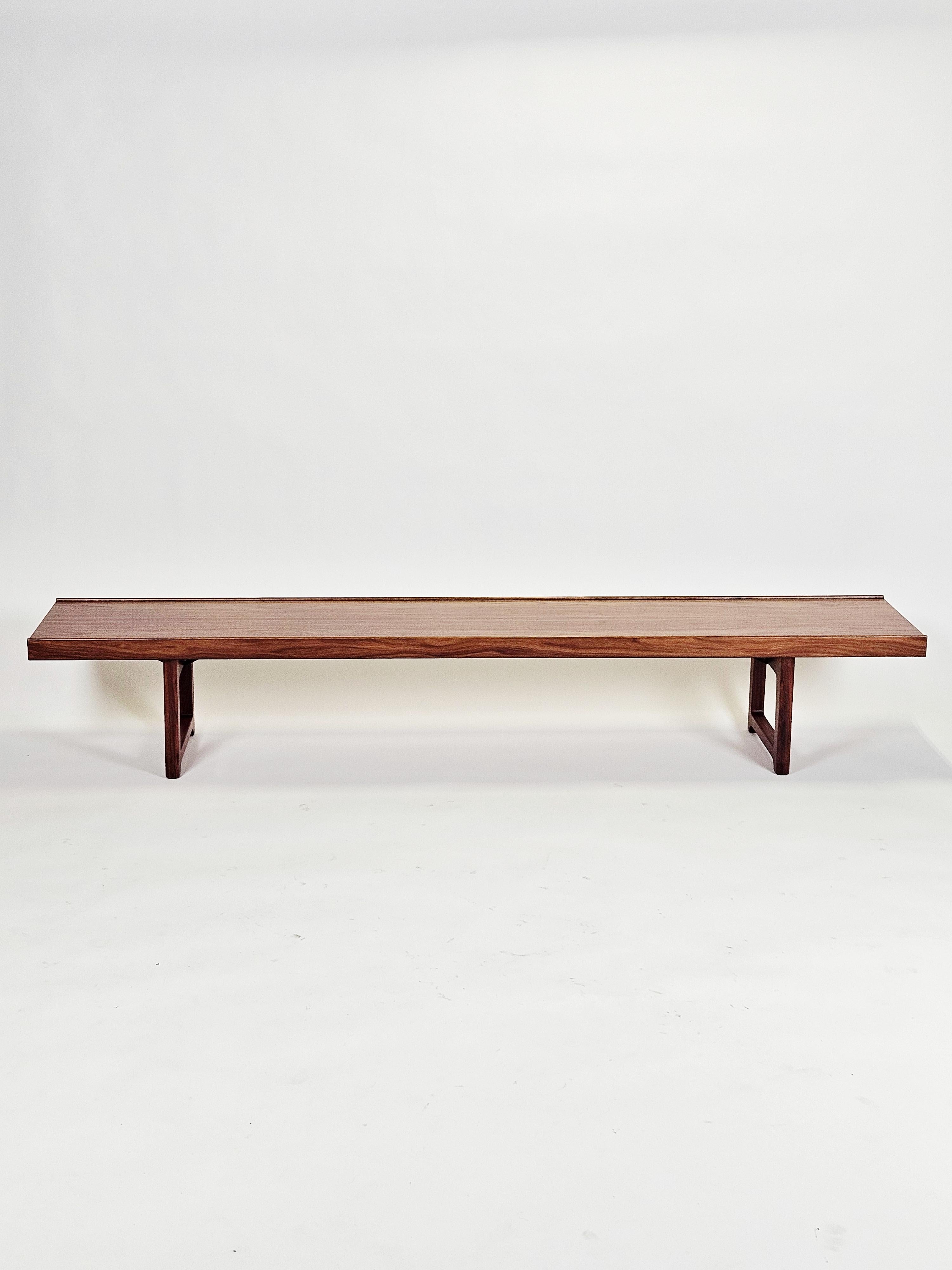Scandinavian Modern Torbjørn Afdal, walnut Krobo bench, Norway, 1960s For Sale