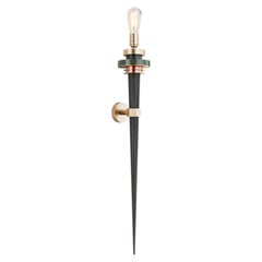 Torca II Wall Lamp in Solid Brass and Oxidized Wood by Studio Marine Breynaert