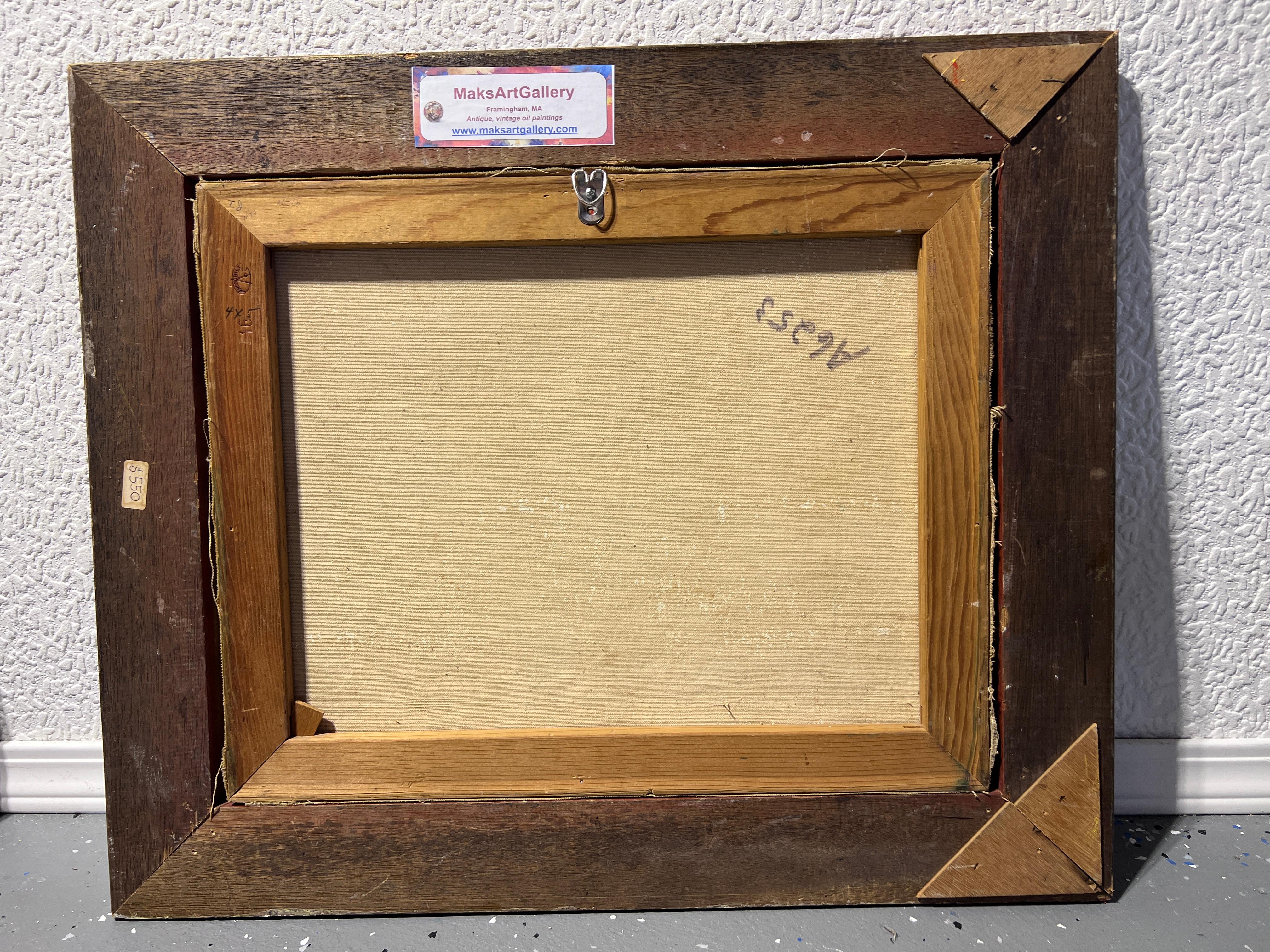 Ölgemälde auf Leinwand, Meereslandschaft, Segelschiffe, T. Orcelli, gerahmt, Vintage im Angebot 6