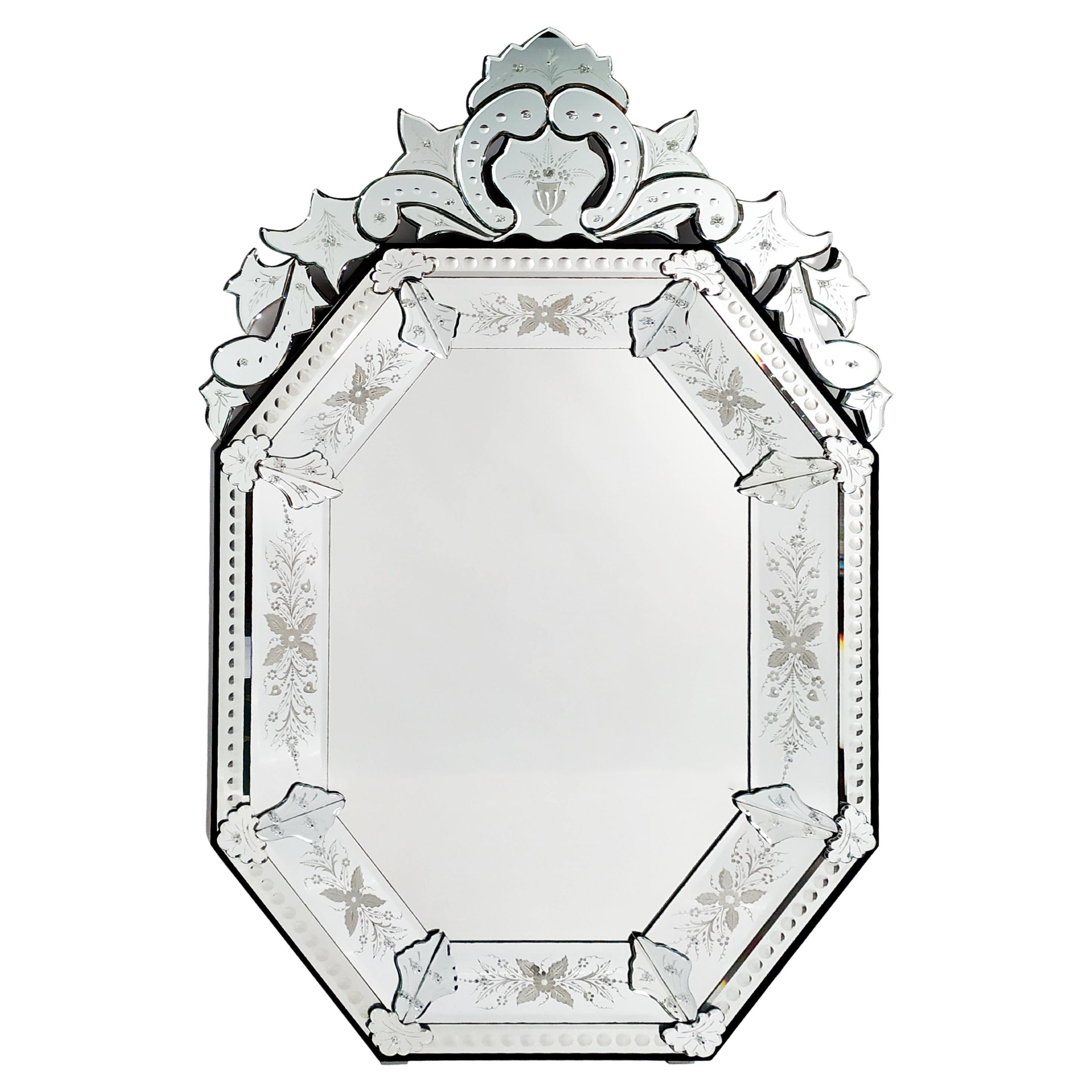 ""TORCELLO""  Miroir en verre de Murano, style français 800 par Fratelli Tosi