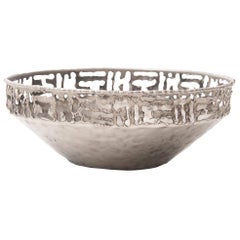 Retro Torch Cut and Hammered Metal Bowl by Marcello Fantoni