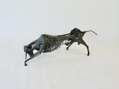 Torch Cut and Welded Steel Brutalist Bull Sculpture