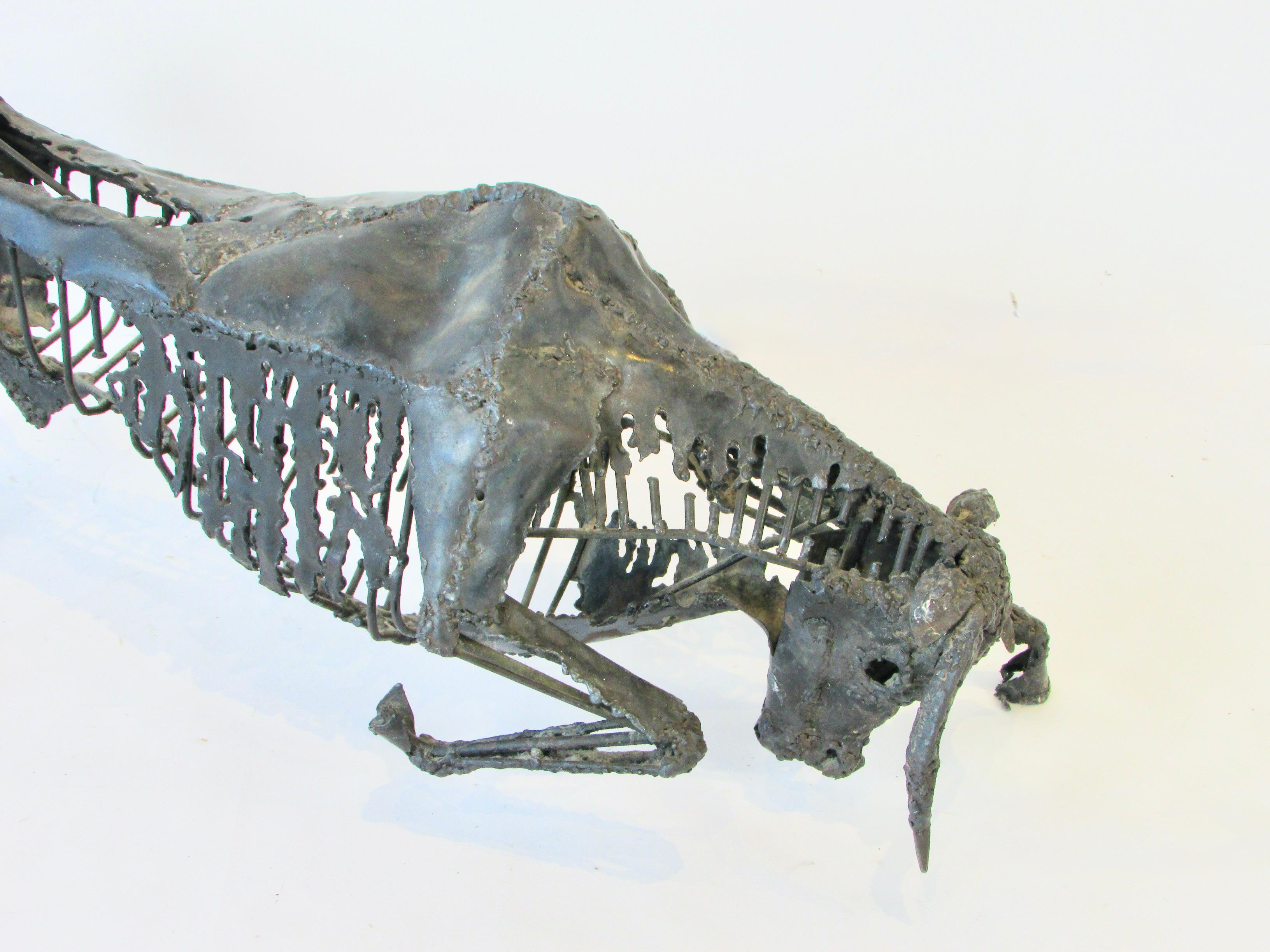 Torch Cut and Welded Steel Brutalist Bull Sculpture For Sale 1