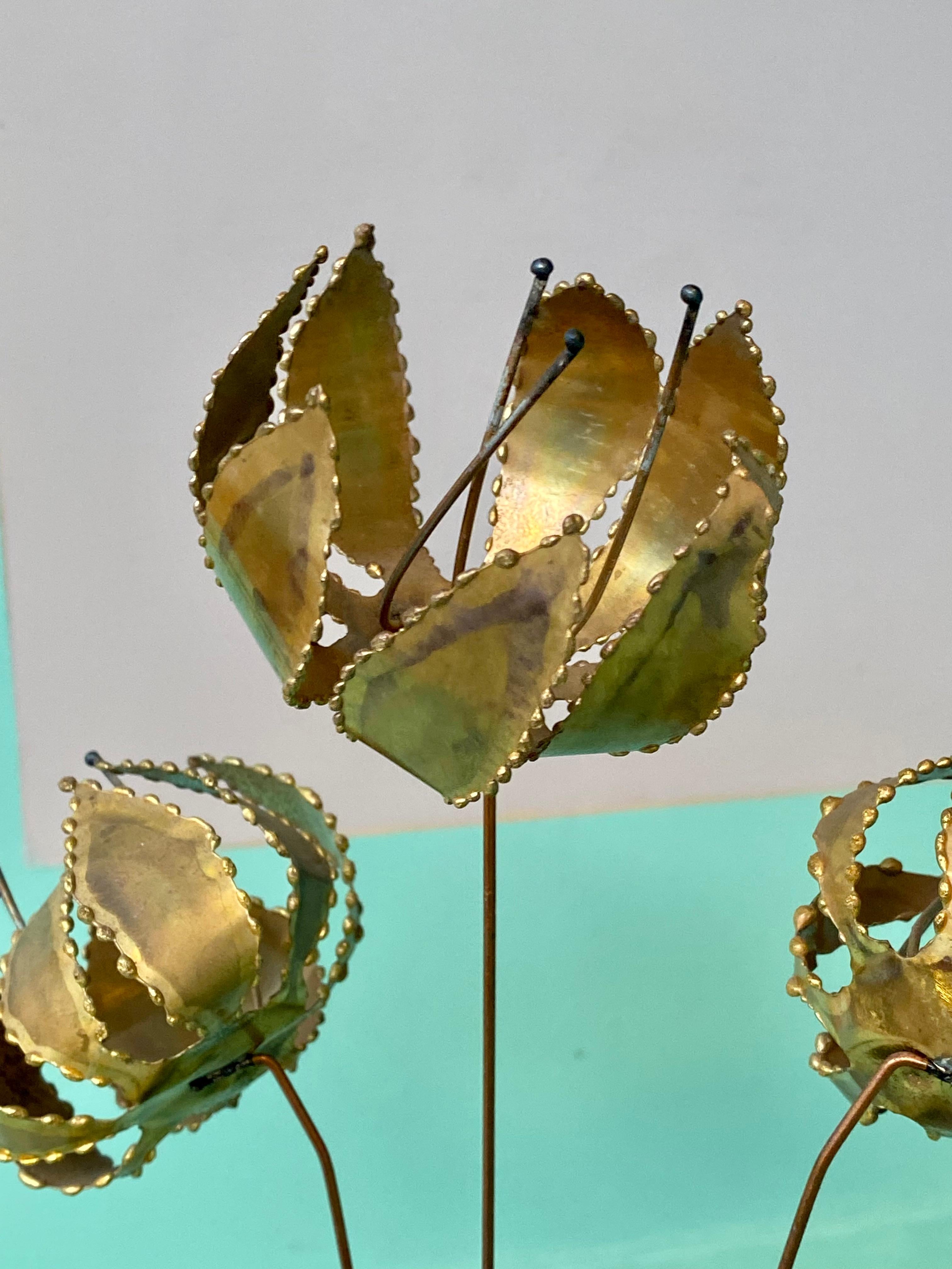 Brutalist Brass Bonsai Ikebana Lily Flower Sculpture by Gerd Scharrelmann 1970s en venta 6