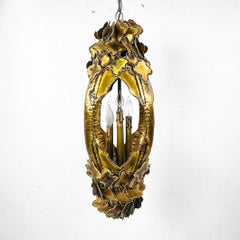 Torch Cut Brass Brutalist Chandelier by Tom Greene for Feldman