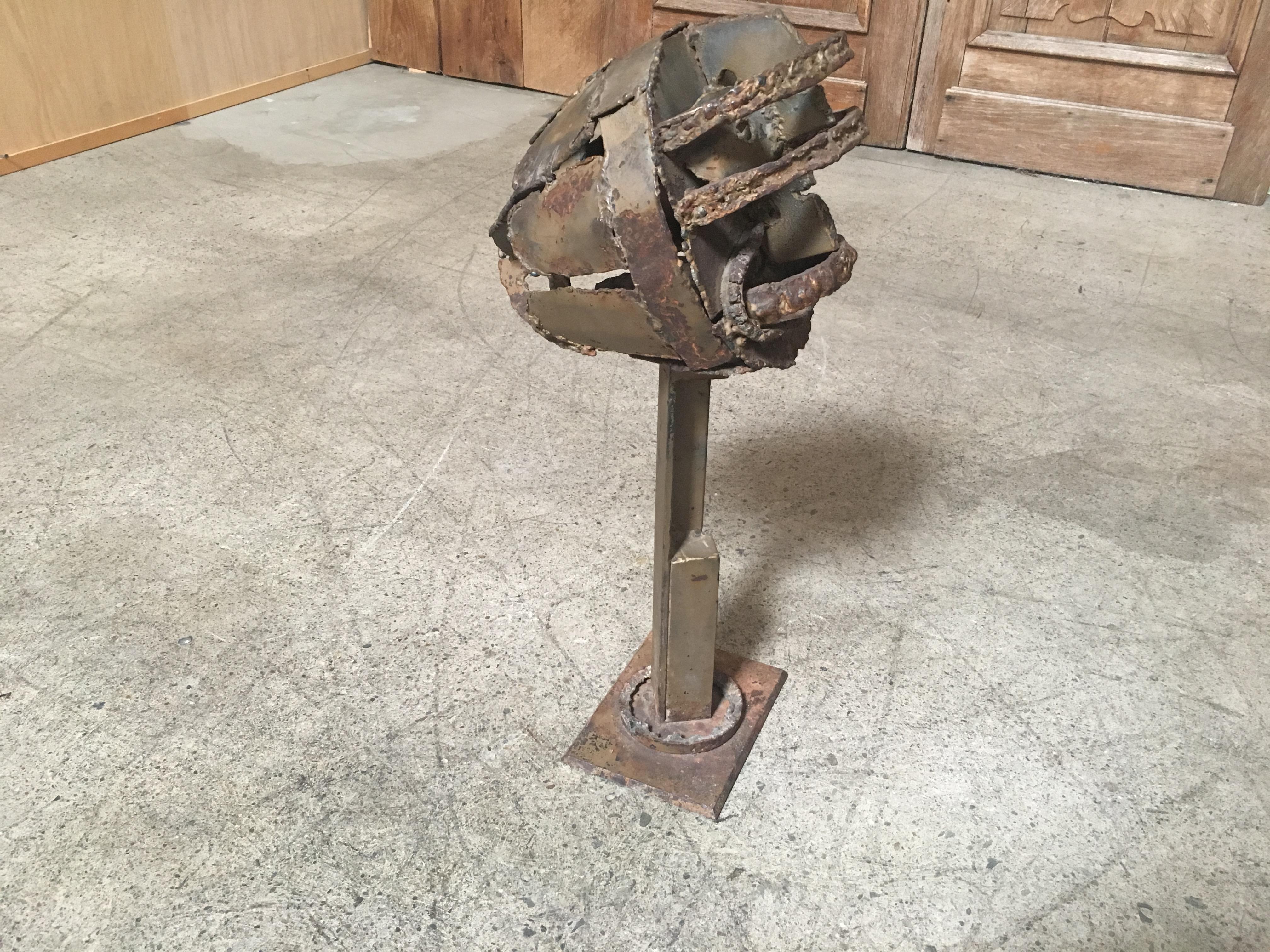 Metal Torch Cut Brutal Sculpture For Sale