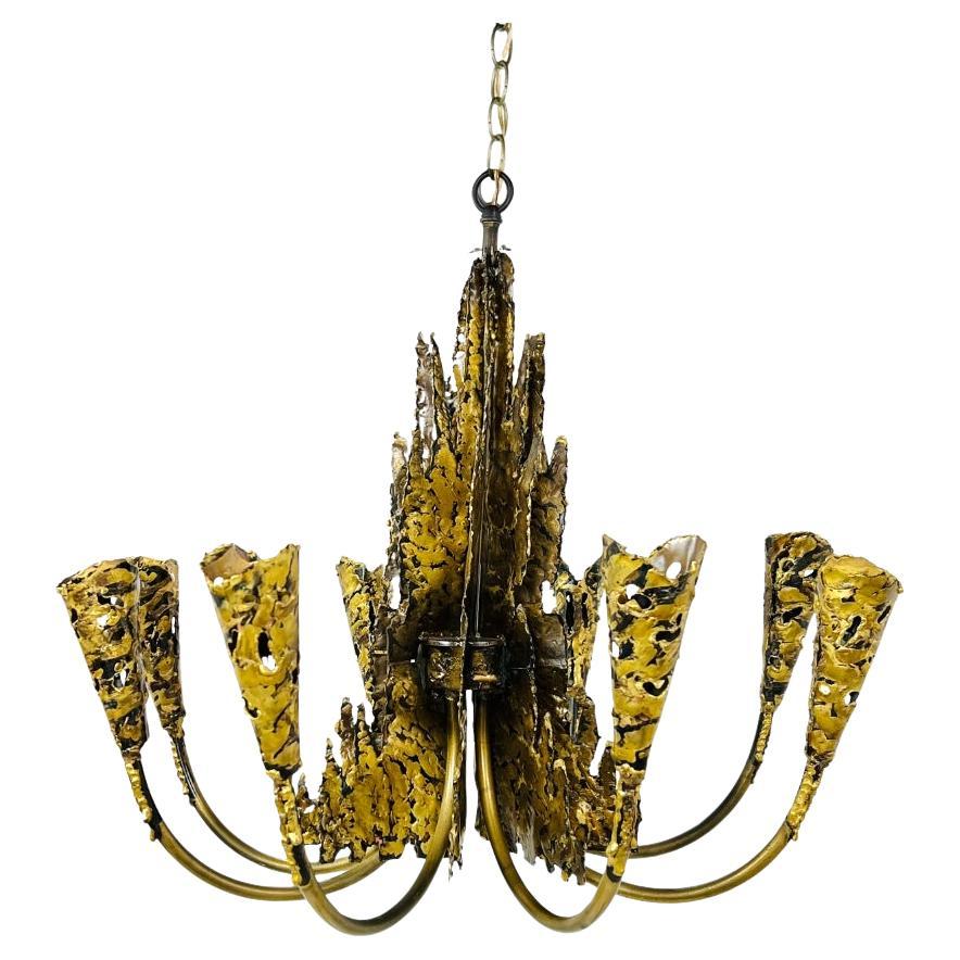Torch Cut Brutalist Chandelier by Tom Greene for Feldman