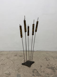 Torch-Cut Brutalist Iron Cattail Table or Floor Sculpture, 1960s