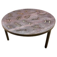 Torch Cut Brutalist Iron Cocktail Table