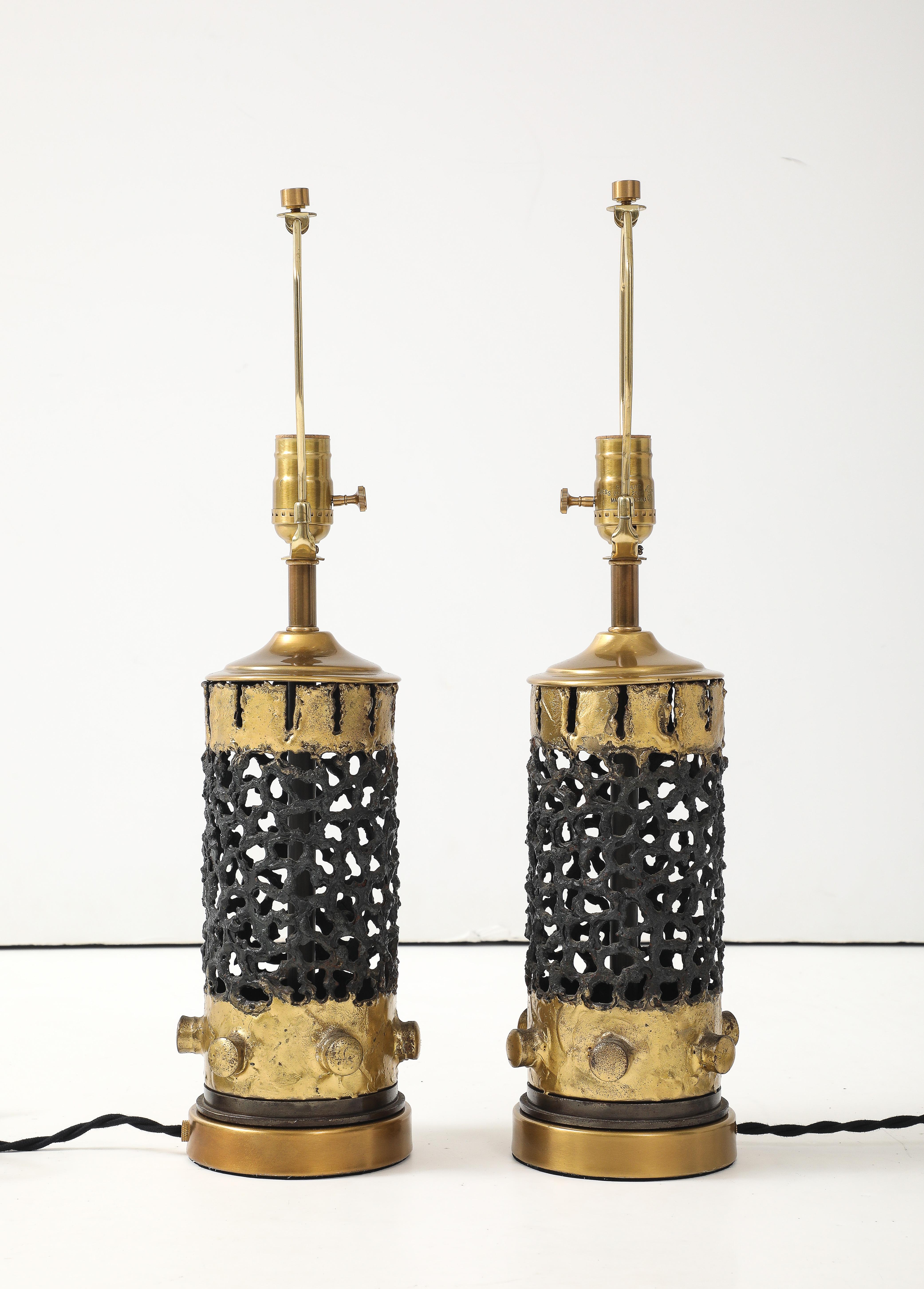American Torch Cut Brutalist Lamps For Sale