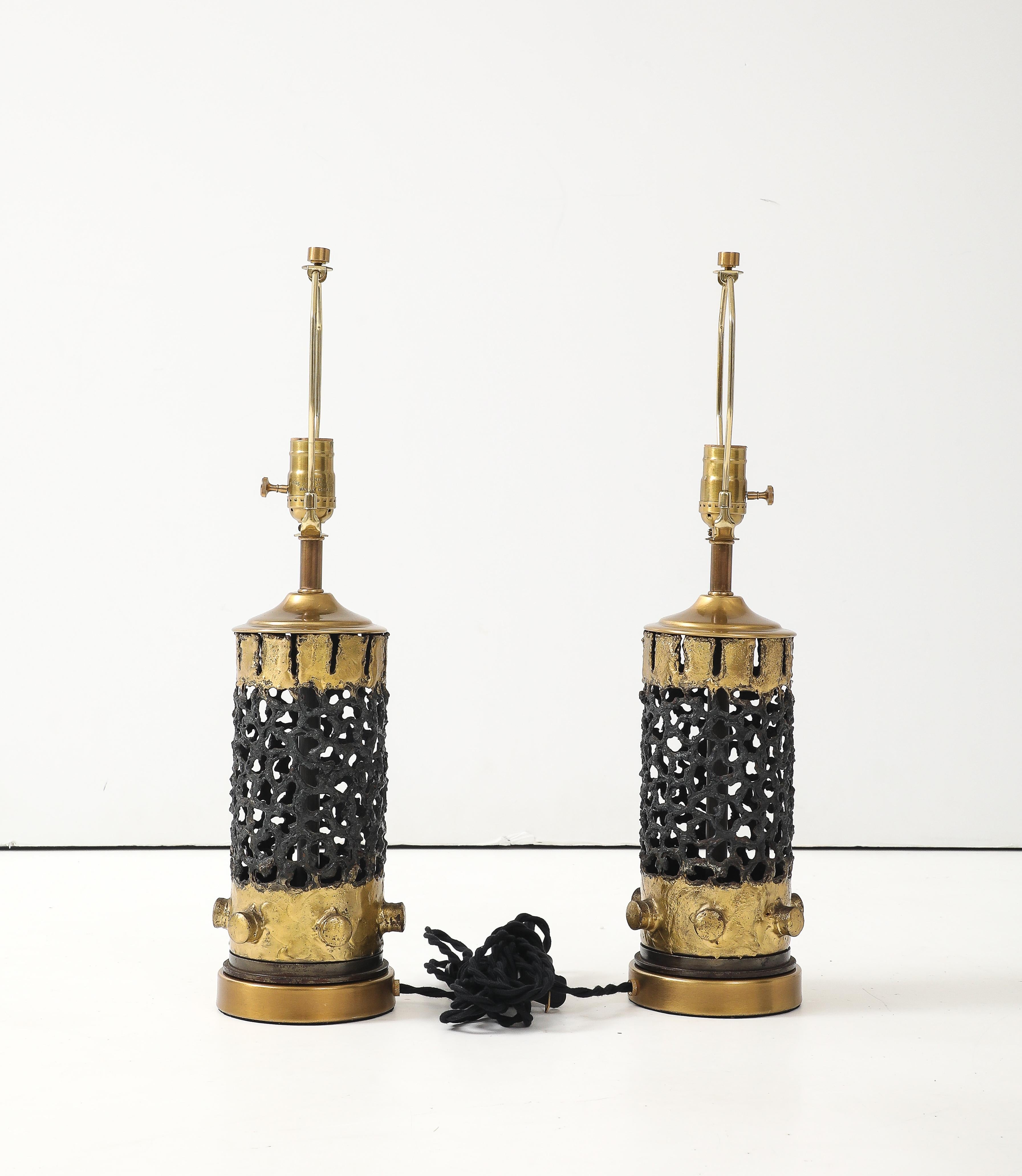 20th Century Torch Cut Brutalist Lamps For Sale