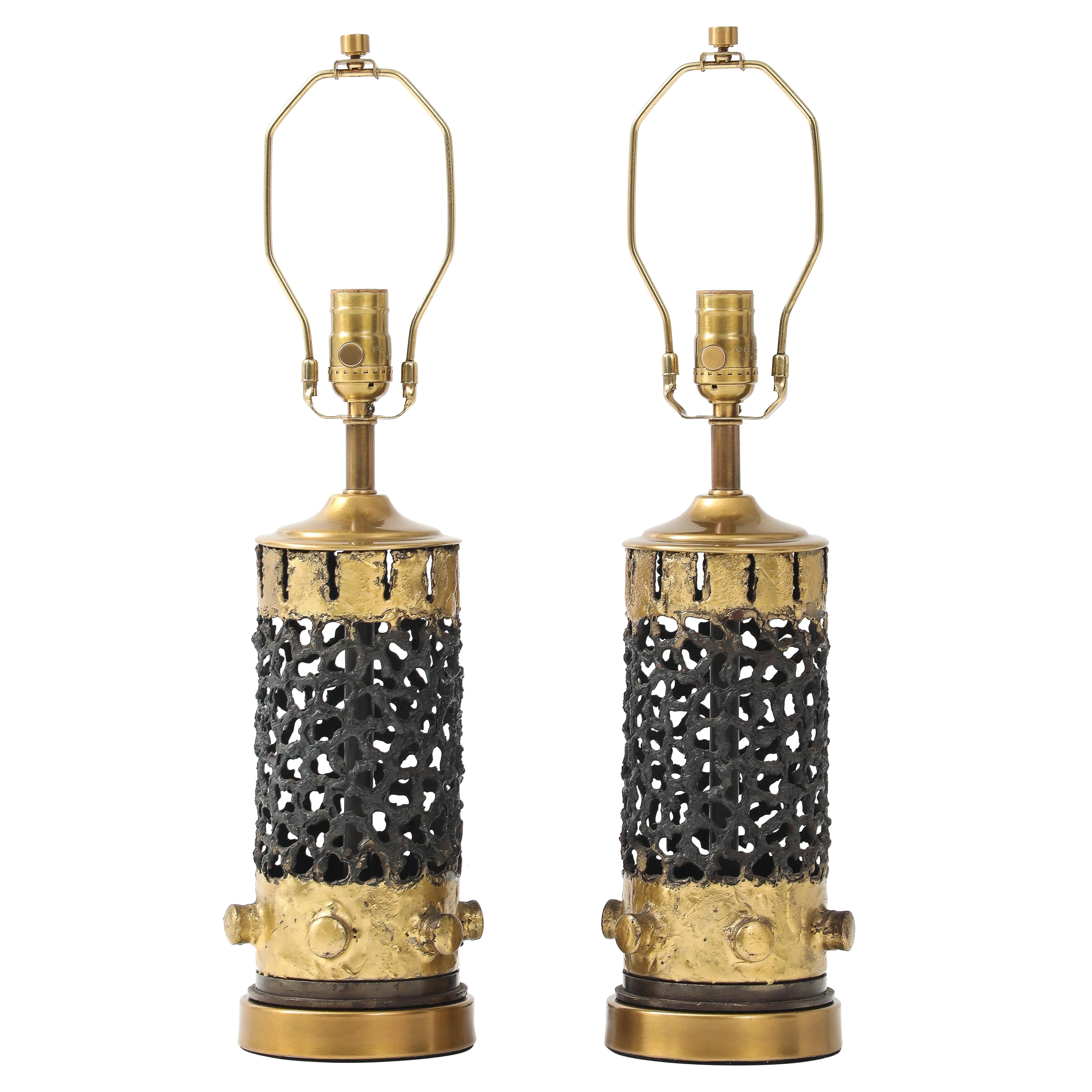 Torch Cut Brutalist Lamps For Sale
