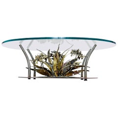 Torch Cut Brutalist Silas Seandel Coffee Table, Underwater Seascape, 1970s