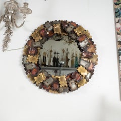 Miroir brutaliste en métal mélangé découpé au chalumeau